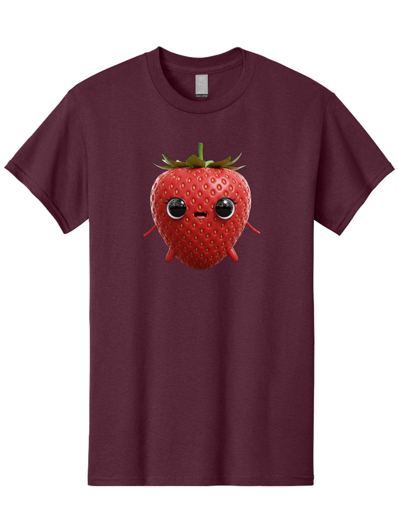 Strawberry-3 Men'S Graphic Tee, 100% Cotton, Comfortable Casual Summer Wear, Machine Washable, Cartoon Strawberry, Animated Fruit, Funny Character, Red Strawberry, Cute Face, Kawaii Art, Fruit Illustration, Playful Design, Digital Art, Bac466 12