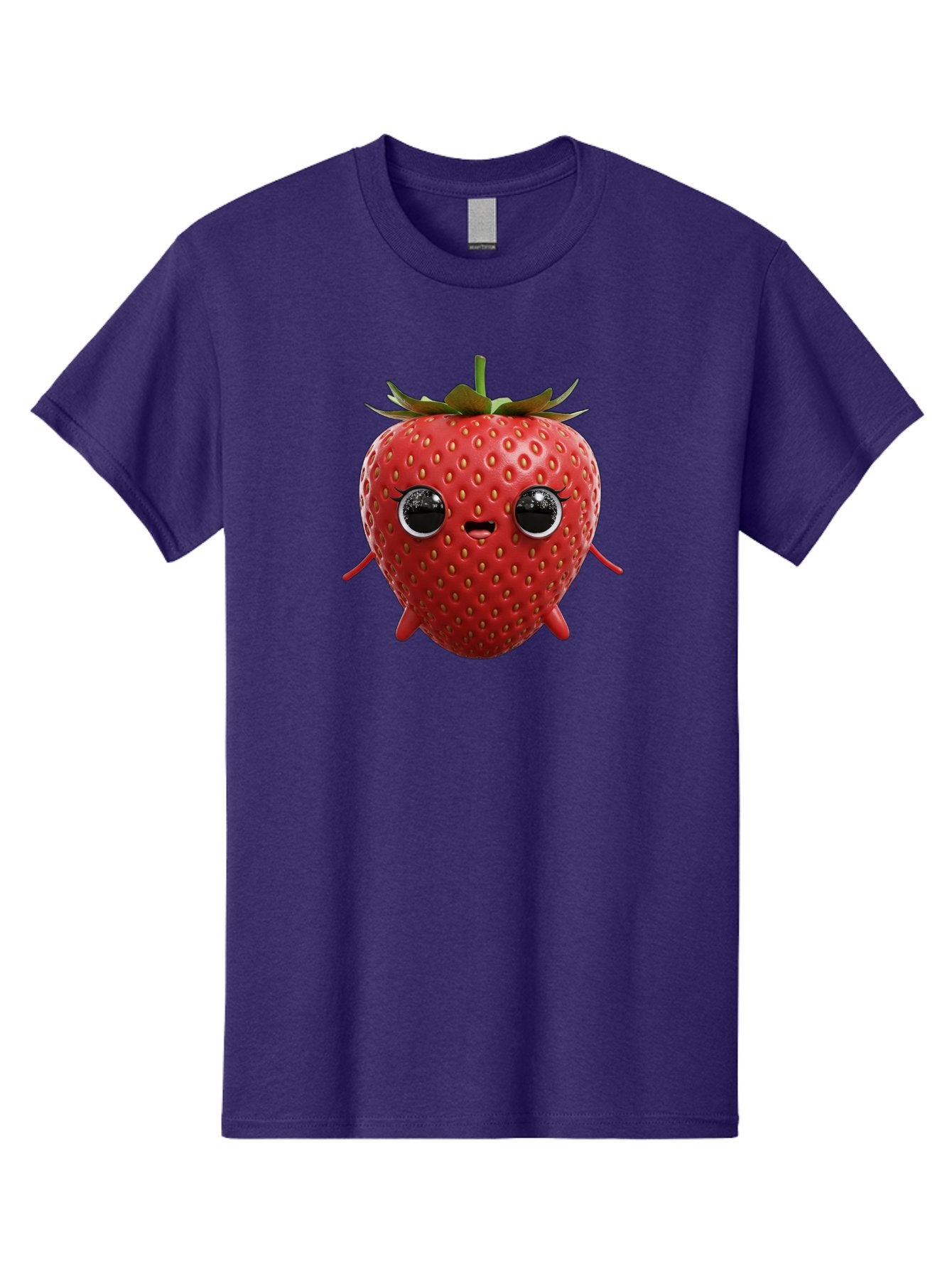 Strawberry-3 Men'S Graphic Tee, 100% Cotton, Comfortable Casual Summer Wear, Machine Washable, Cartoon Strawberry, Animated Fruit, Funny Character, Red Strawberry, Cute Face, Kawaii Art, Fruit Illustration, Playful Design, Digital Art, Bac466 6