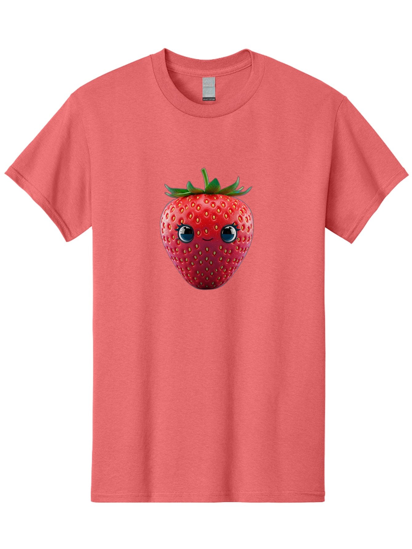 Strawberry-4 Men'S Graphic Tee, 100% Cotton, Comfortable Casual Summer Wear, Machine Washable, Cartoon Strawberry, Strawberry With Face, Smiling Fruit, Red Strawberry, Cute Character, Kawaii, Happy Strawberry, 3D Illustration, Adorable Design Bac467 3