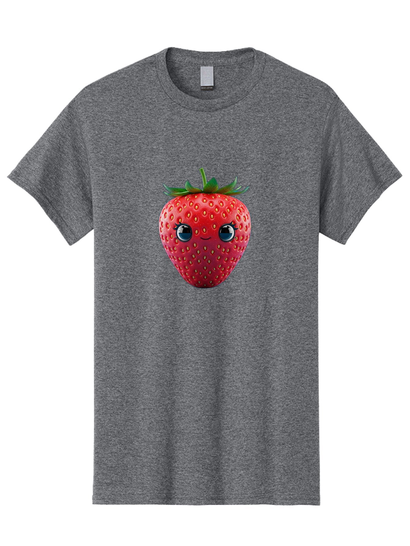 Strawberry-4 Men'S Graphic Tee, 100% Cotton, Comfortable Casual Summer Wear, Machine Washable, Cartoon Strawberry, Strawberry With Face, Smiling Fruit, Red Strawberry, Cute Character, Kawaii, Happy Strawberry, 3D Illustration, Adorable Design Bac467 5