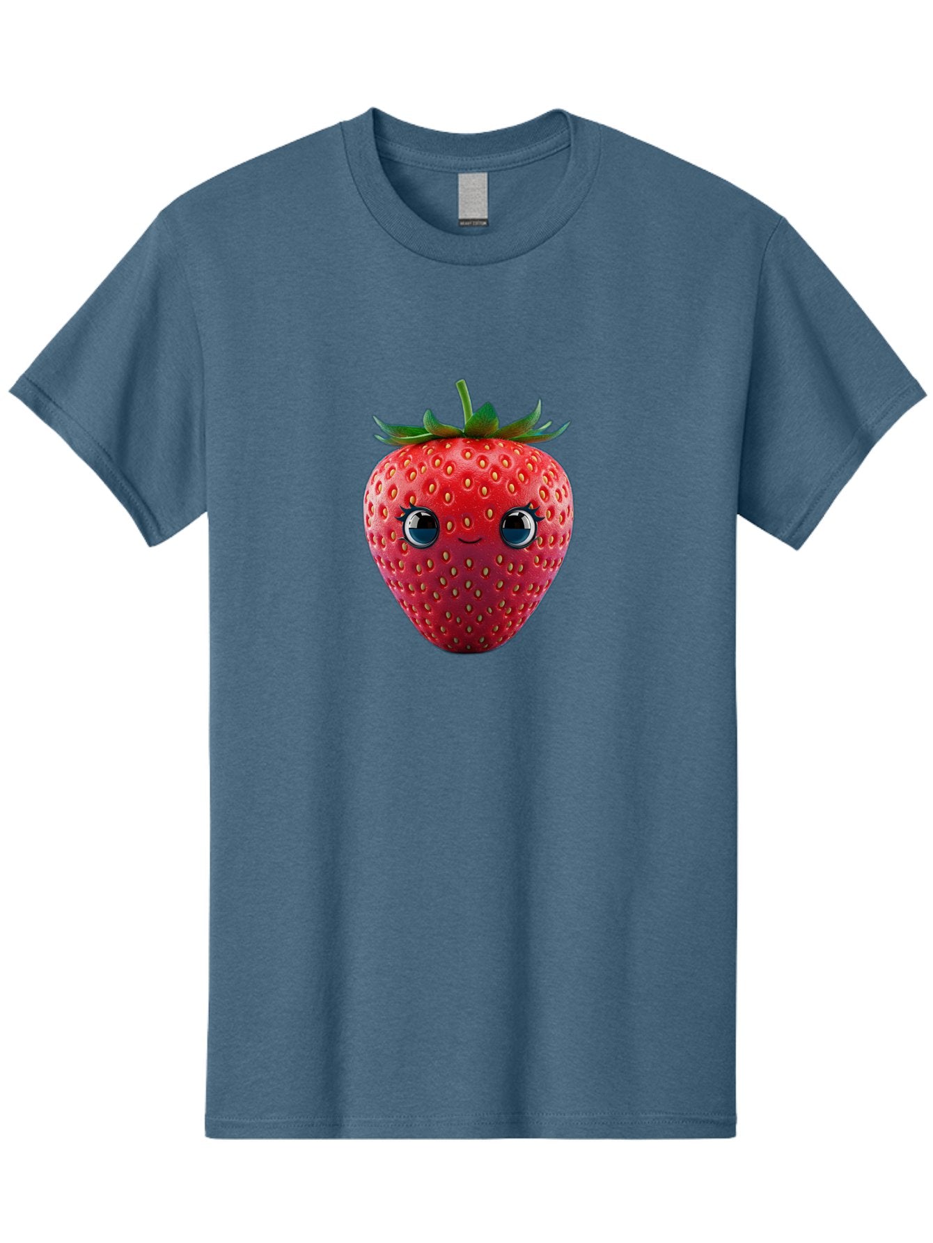 Strawberry-4 Men'S Graphic Tee, 100% Cotton, Comfortable Casual Summer Wear, Machine Washable, Cartoon Strawberry, Strawberry With Face, Smiling Fruit, Red Strawberry, Cute Character, Kawaii, Happy Strawberry, 3D Illustration, Adorable Design Bac467 4