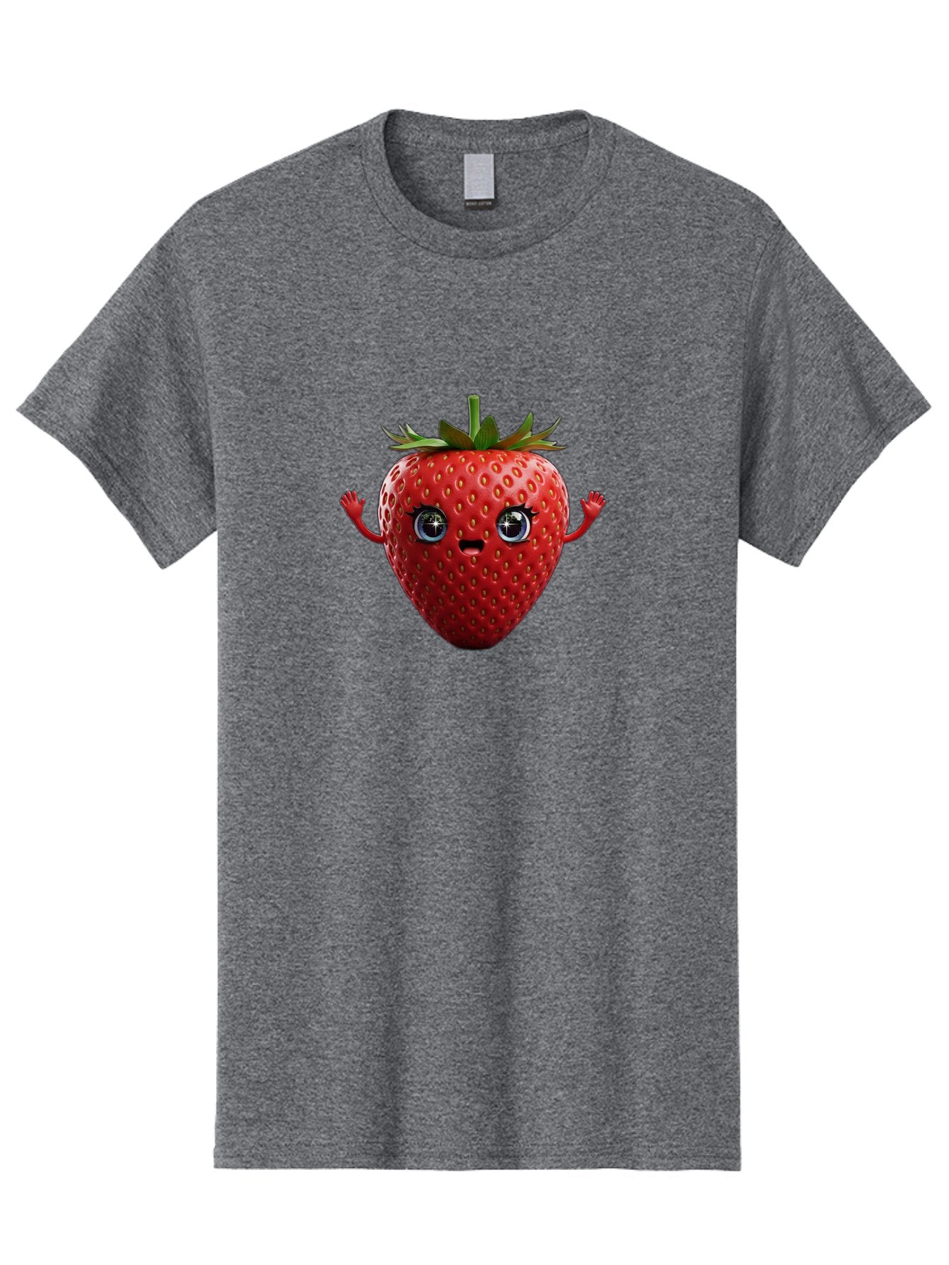 Strawberry-5 Men'S Graphic Tee, 100% Cotton, Comfortable Casual Summer Wear, Machine Washable, Cartoon Strawberry, Fruit Character, Smiling Face, Cute Illustration, Vibrant Red, Playful Vibe, Funny Character, Food Mascot, Bac468 15