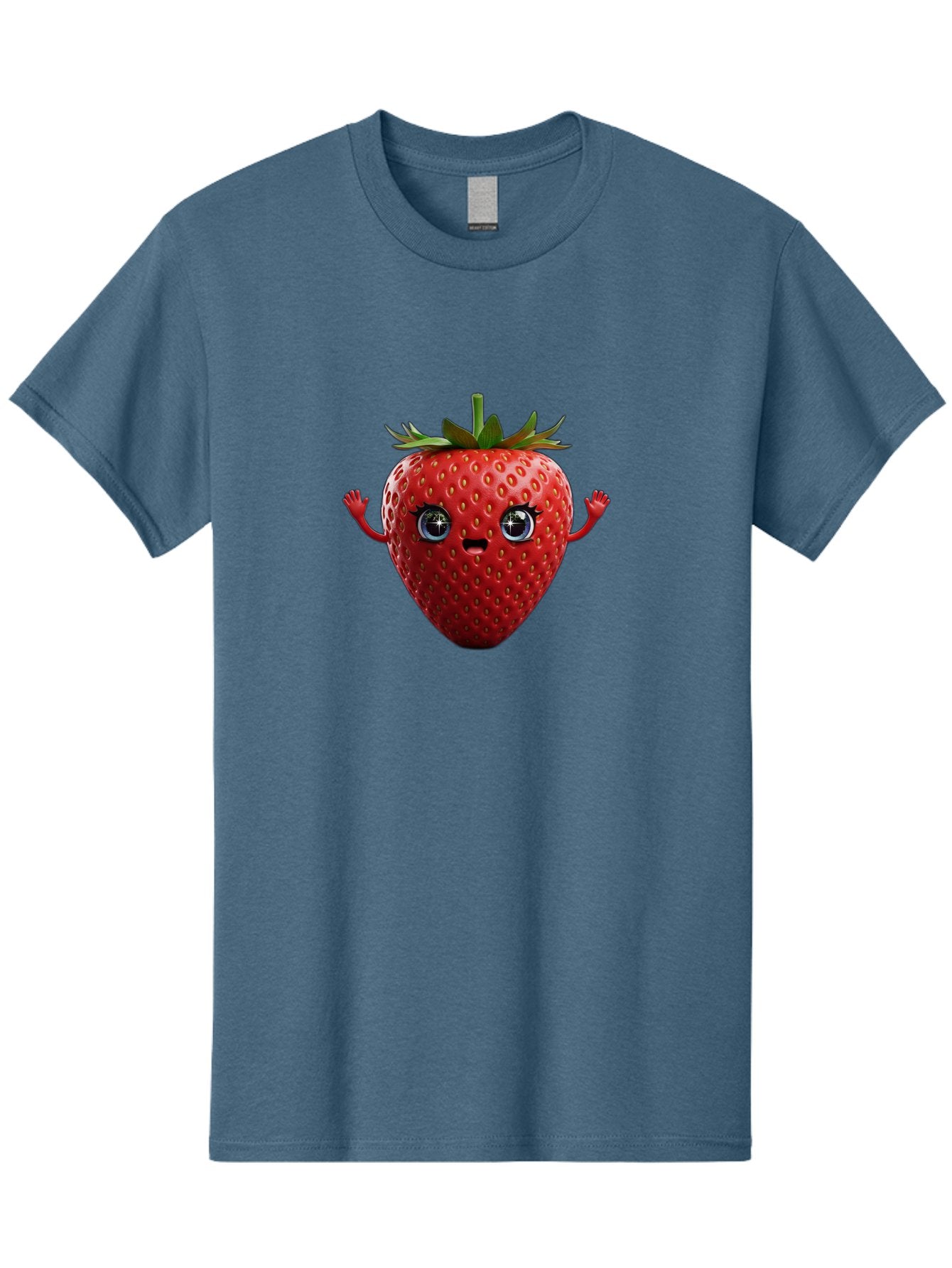 Strawberry-5 Men'S Graphic Tee, 100% Cotton, Comfortable Casual Summer Wear, Machine Washable, Cartoon Strawberry, Fruit Character, Smiling Face, Cute Illustration, Vibrant Red, Playful Vibe, Funny Character, Food Mascot, Bac468 12