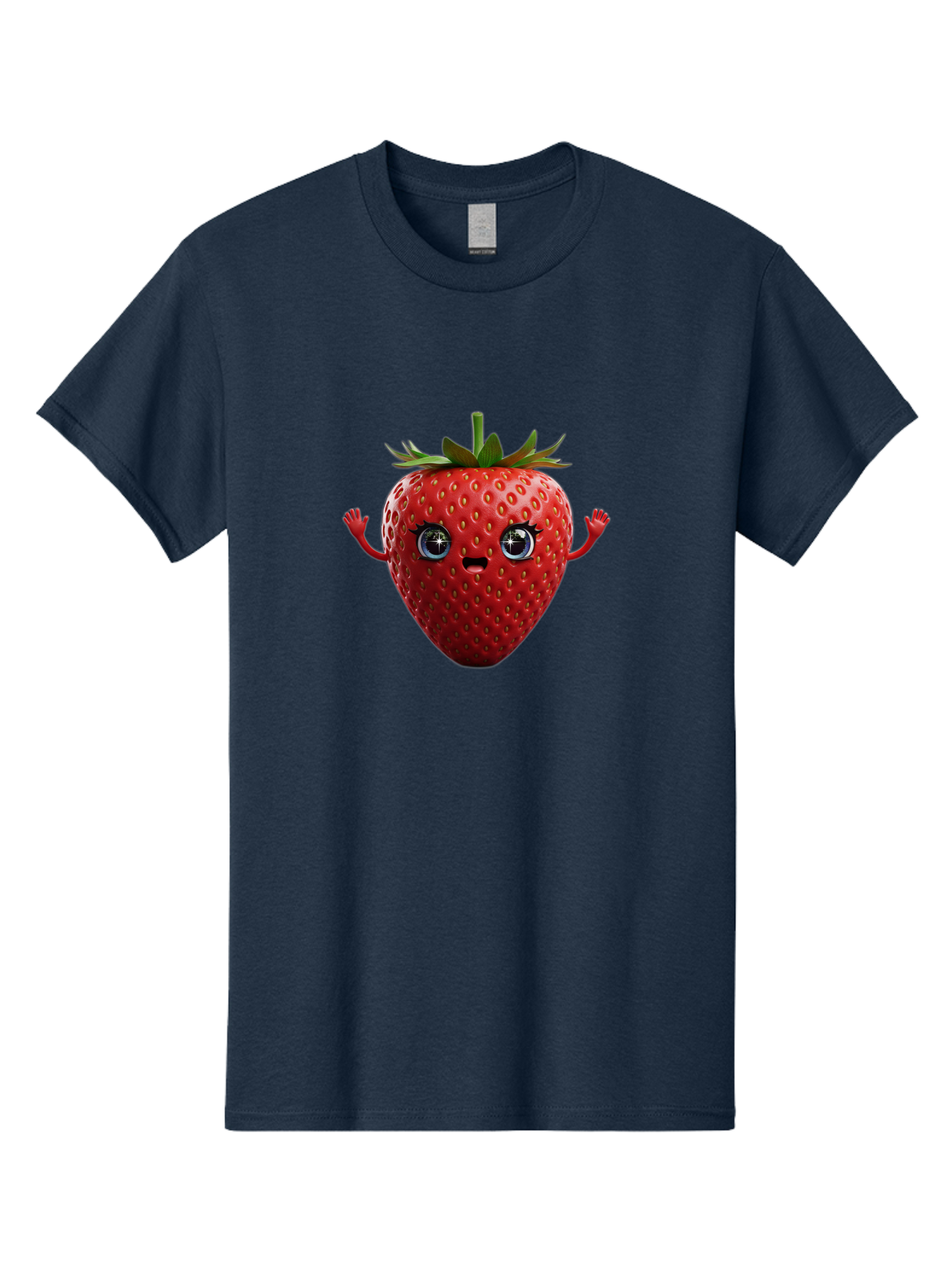Strawberry-5 Men'S Graphic Tee, 100% Cotton, Comfortable Casual Summer Wear, Machine Washable, Cartoon Strawberry, Fruit Character, Smiling Face, Cute Illustration, Vibrant Red, Playful Vibe, Funny Character, Food Mascot, Bac468