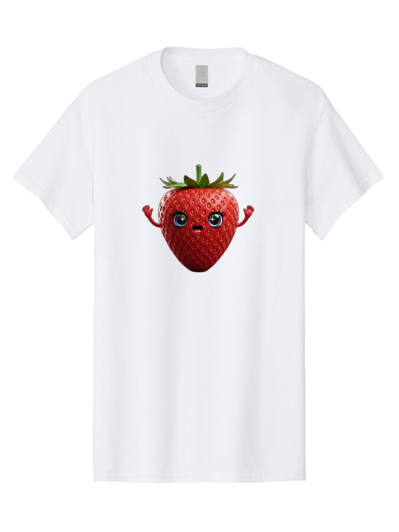 Strawberry-5 Men'S Graphic Tee, 100% Cotton, Comfortable Casual Summer Wear, Machine Washable, Cartoon Strawberry, Fruit Character, Smiling Face, Cute Illustration, Vibrant Red, Playful Vibe, Funny Character, Food Mascot, Bac468 4