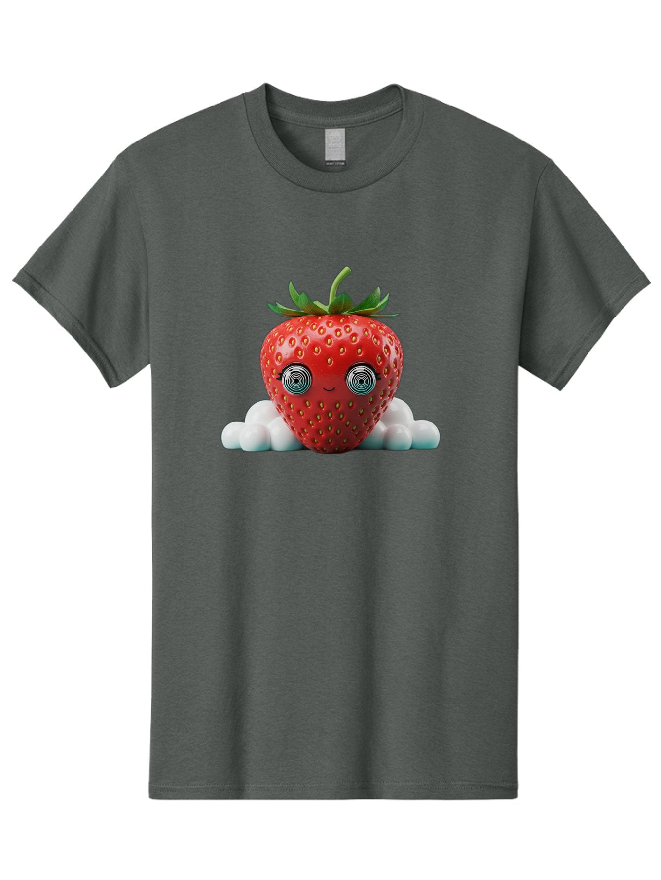 Strawberry-6 Men'S Graphic Tee, 100% Cotton, Comfortable Casual Summer Wear, Machine Washable, Cartoon Strawberry, Spiral Eyes, Cute Character, Sweet Fruit, Playful Design, Quirky Illustration, Fun And Vibrant, Summer Treat, Healthy Snack, Bac469 14