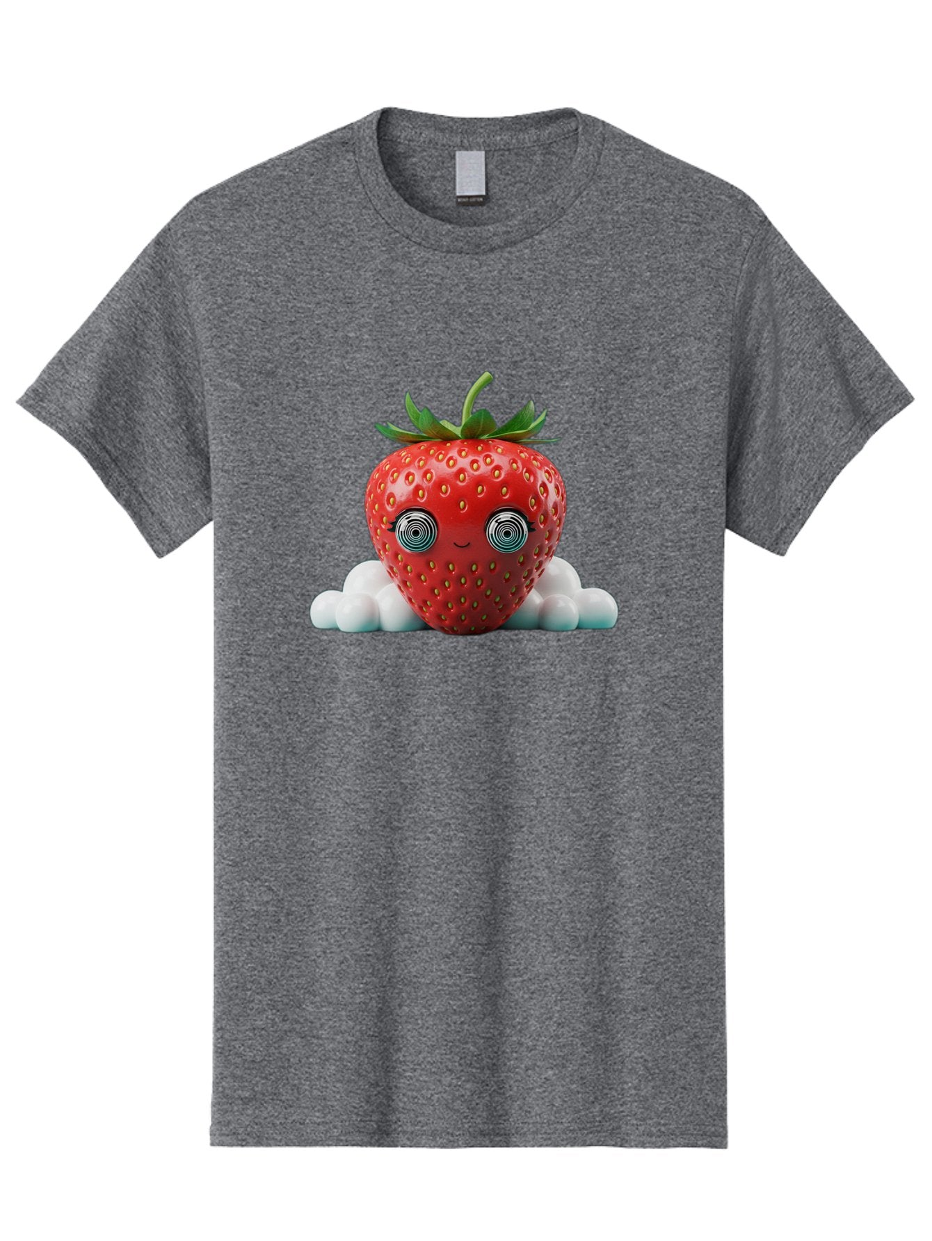 Strawberry-6 Men'S Graphic Tee, 100% Cotton, Comfortable Casual Summer Wear, Machine Washable, Cartoon Strawberry, Spiral Eyes, Cute Character, Sweet Fruit, Playful Design, Quirky Illustration, Fun And Vibrant, Summer Treat, Healthy Snack, Bac469 13