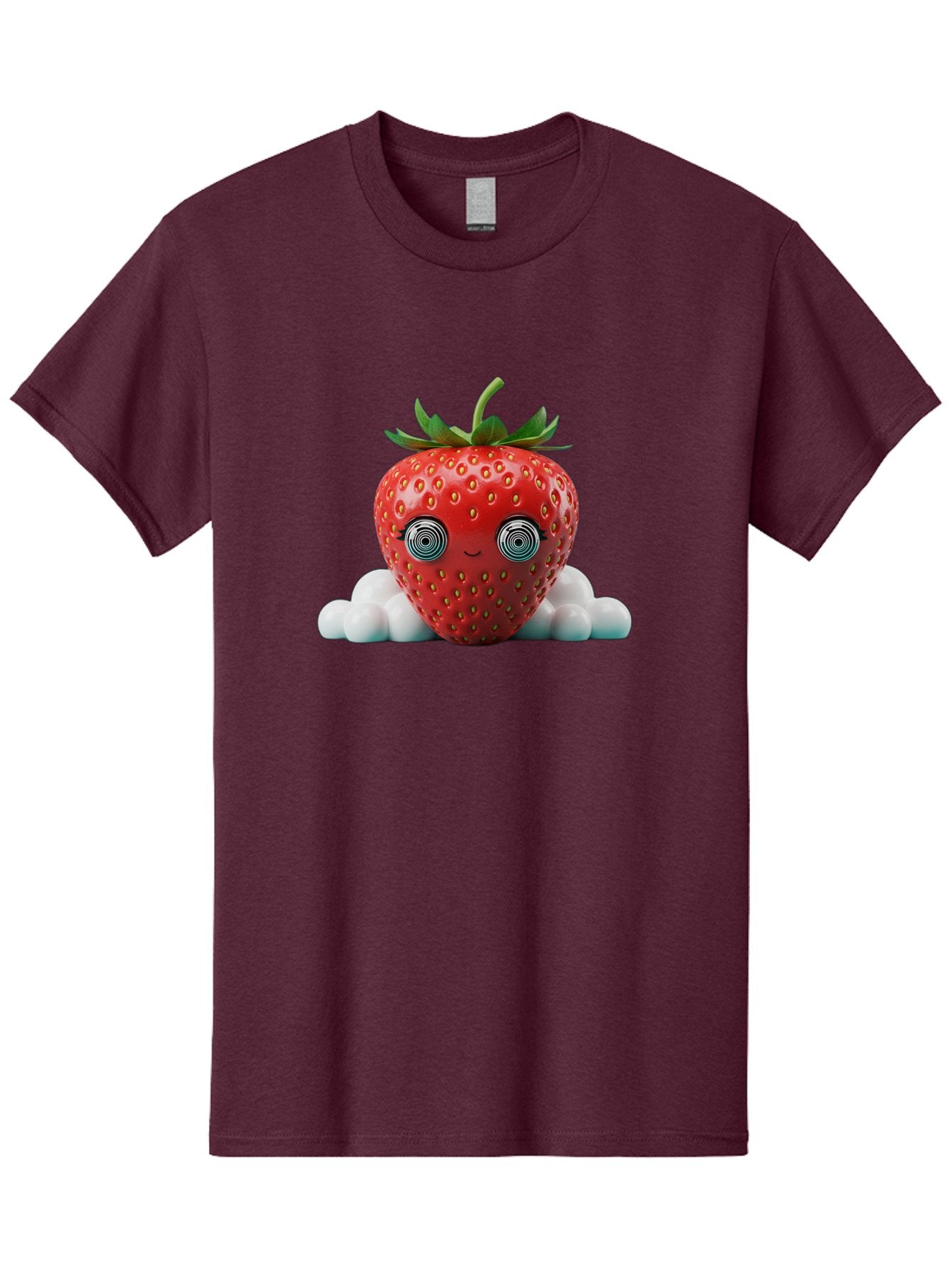 Strawberry-6 Men'S Graphic Tee, 100% Cotton, Comfortable Casual Summer Wear, Machine Washable, Cartoon Strawberry, Spiral Eyes, Cute Character, Sweet Fruit, Playful Design, Quirky Illustration, Fun And Vibrant, Summer Treat, Healthy Snack, Bac469 4