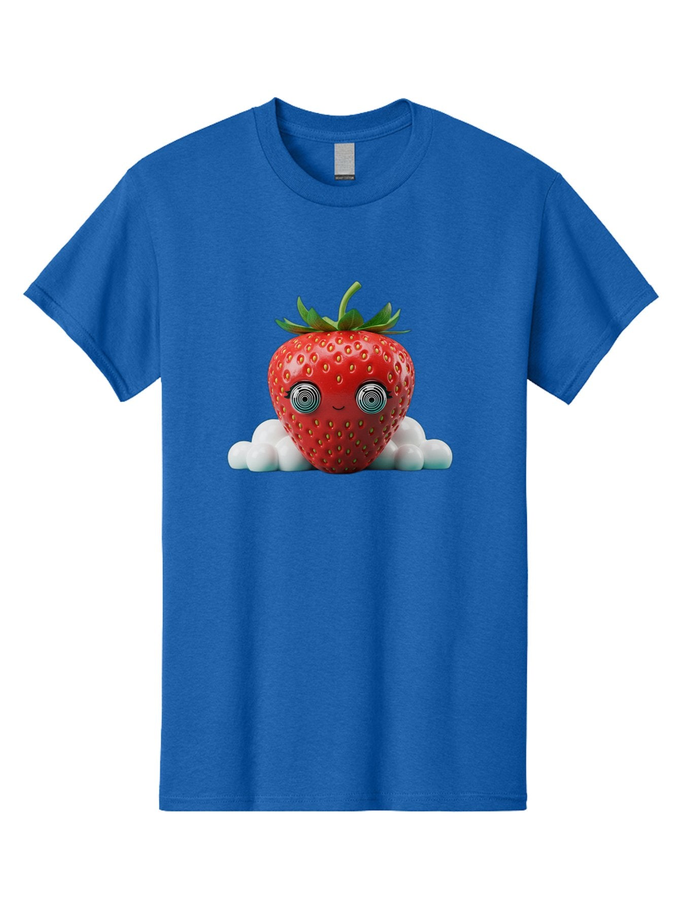 Strawberry-6 Men'S Graphic Tee, 100% Cotton, Comfortable Casual Summer Wear, Machine Washable, Cartoon Strawberry, Spiral Eyes, Cute Character, Sweet Fruit, Playful Design, Quirky Illustration, Fun And Vibrant, Summer Treat, Healthy Snack, Bac469 7