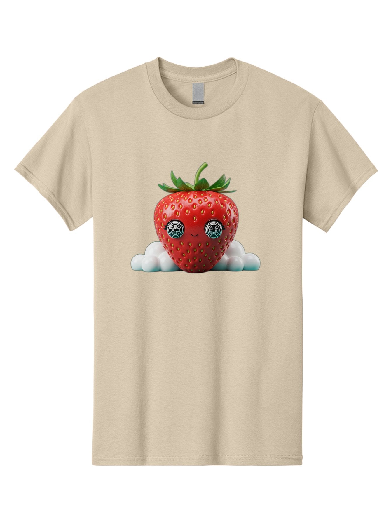 Strawberry-6 Men'S Graphic Tee, 100% Cotton, Comfortable Casual Summer Wear, Machine Washable, Cartoon Strawberry, Spiral Eyes, Cute Character, Sweet Fruit, Playful Design, Quirky Illustration, Fun And Vibrant, Summer Treat, Healthy Snack, Bac469 12