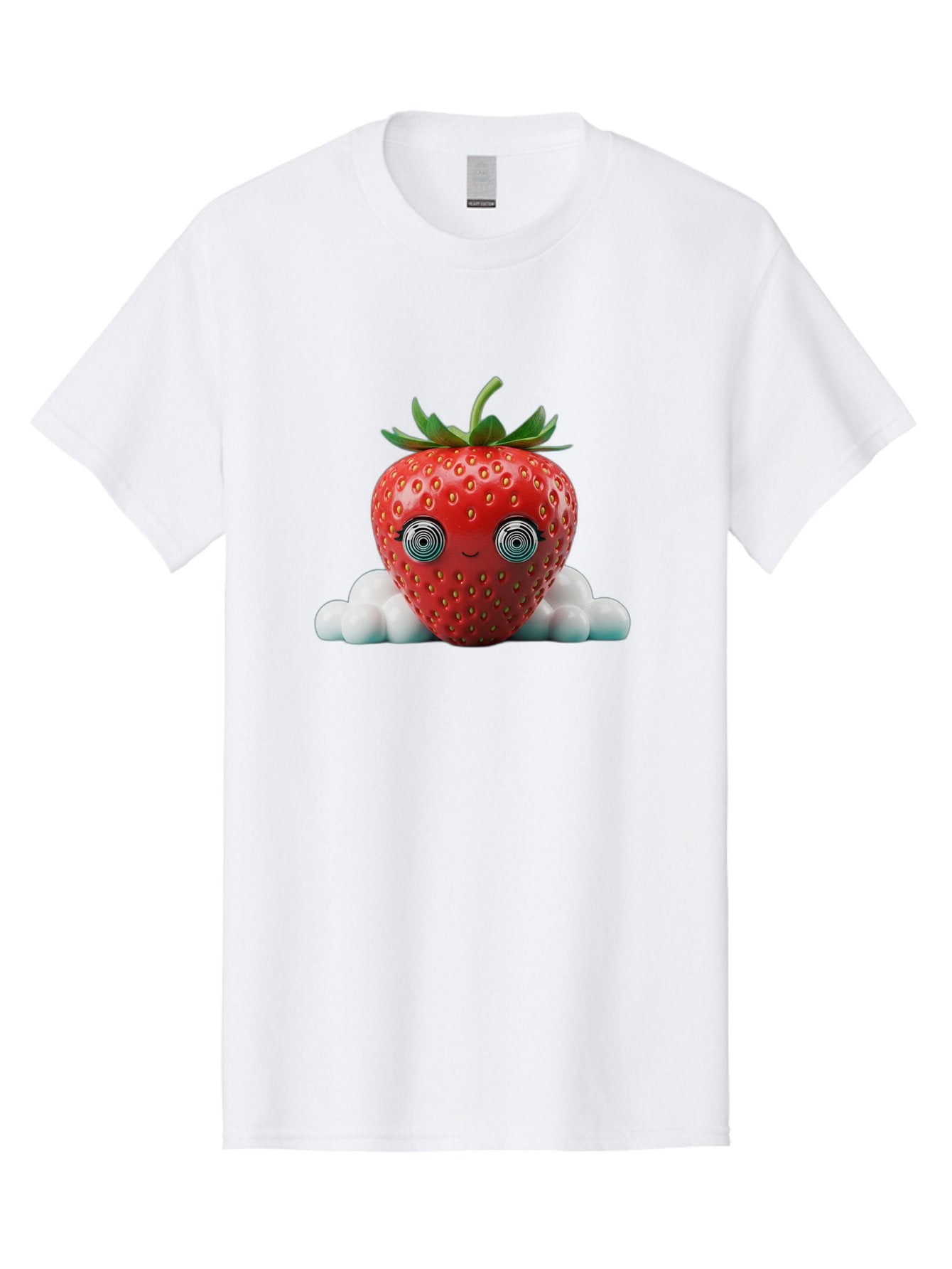 Strawberry-6 Men'S Graphic Tee, 100% Cotton, Comfortable Casual Summer Wear, Machine Washable, Cartoon Strawberry, Spiral Eyes, Cute Character, Sweet Fruit, Playful Design, Quirky Illustration, Fun And Vibrant, Summer Treat, Healthy Snack, Bac469 5