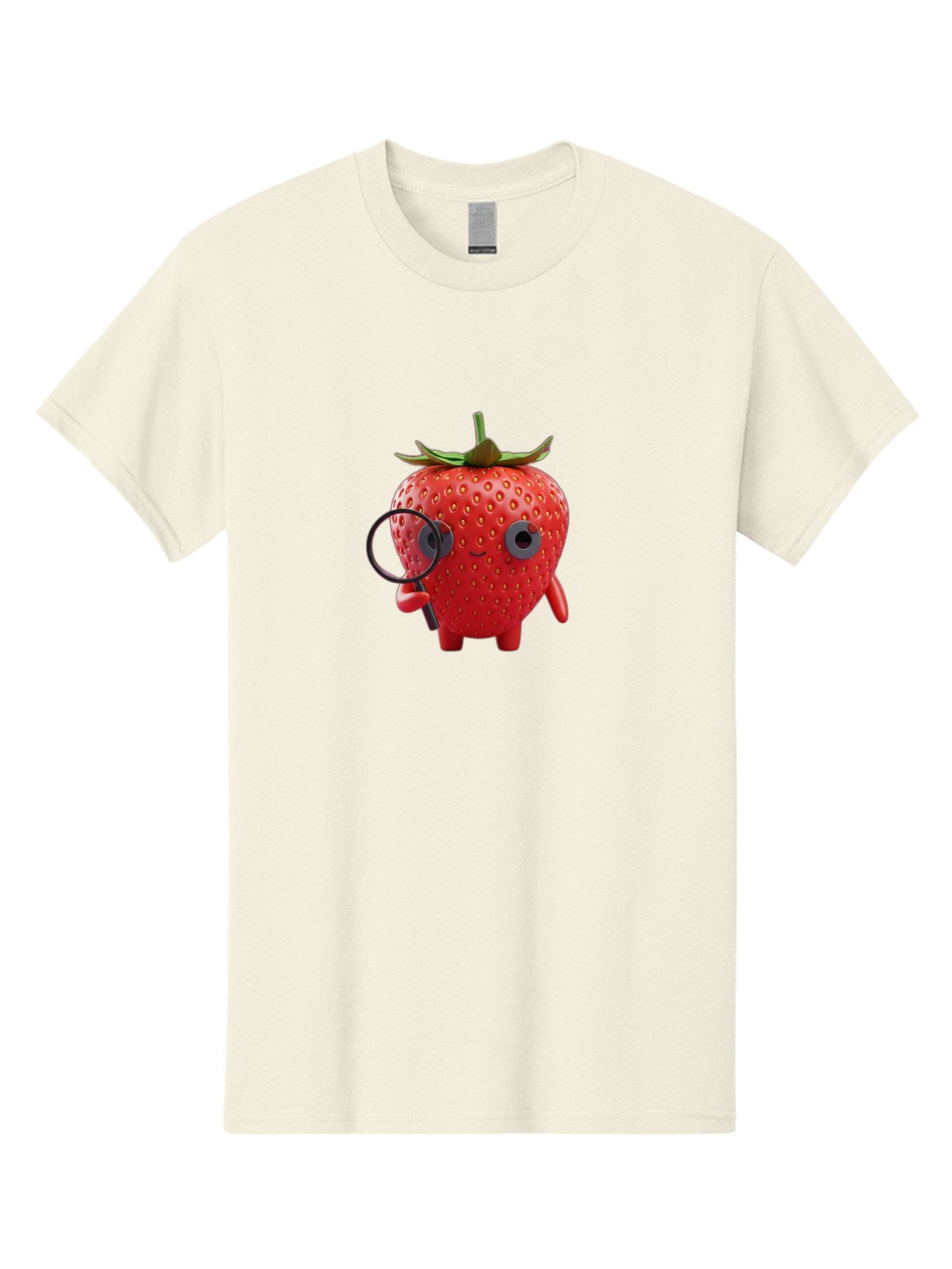 Strawberry-7 Men'S Graphic Tee, 100% Cotton, Comfortable Casual Summer Wear, Machine Washable, Cartoon Strawberry, Strawberry Character, Magnifying Glass, Investigation, Cute Illustration, Funny Fruit, Quirky Design, Red Strawberry, Bac470 13