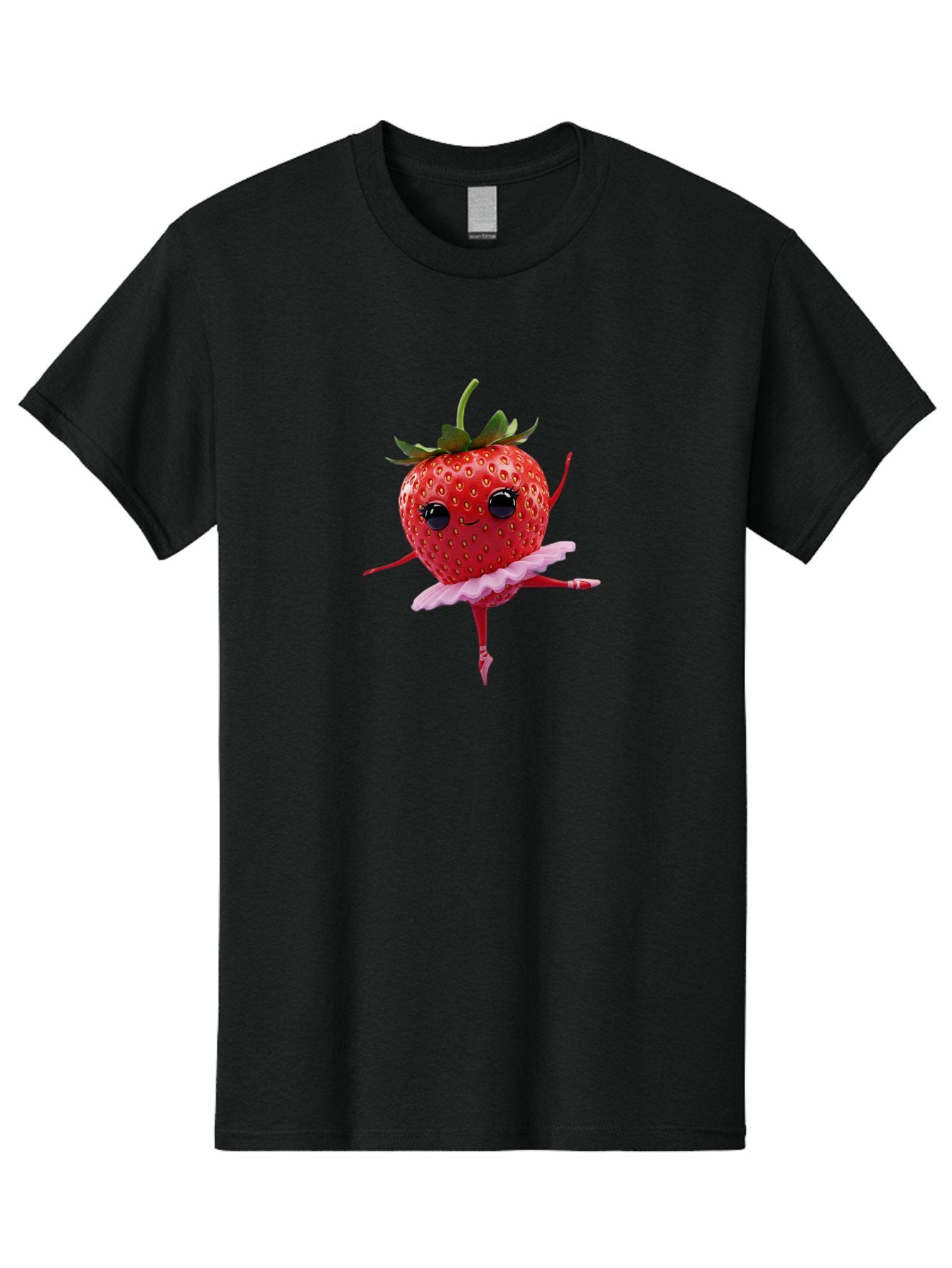 Strawberry-Ballerina Men'S Graphic Tee, 100% Cotton, Comfortable Casual Summer Wear, Machine Washable, Smiling Strawberry, Ballerina Strawberry, Dancing Fruit, Pink Tutu, Cartoon Character, Cute Illustration, Playful Design, Whimsical Art Bac471 11