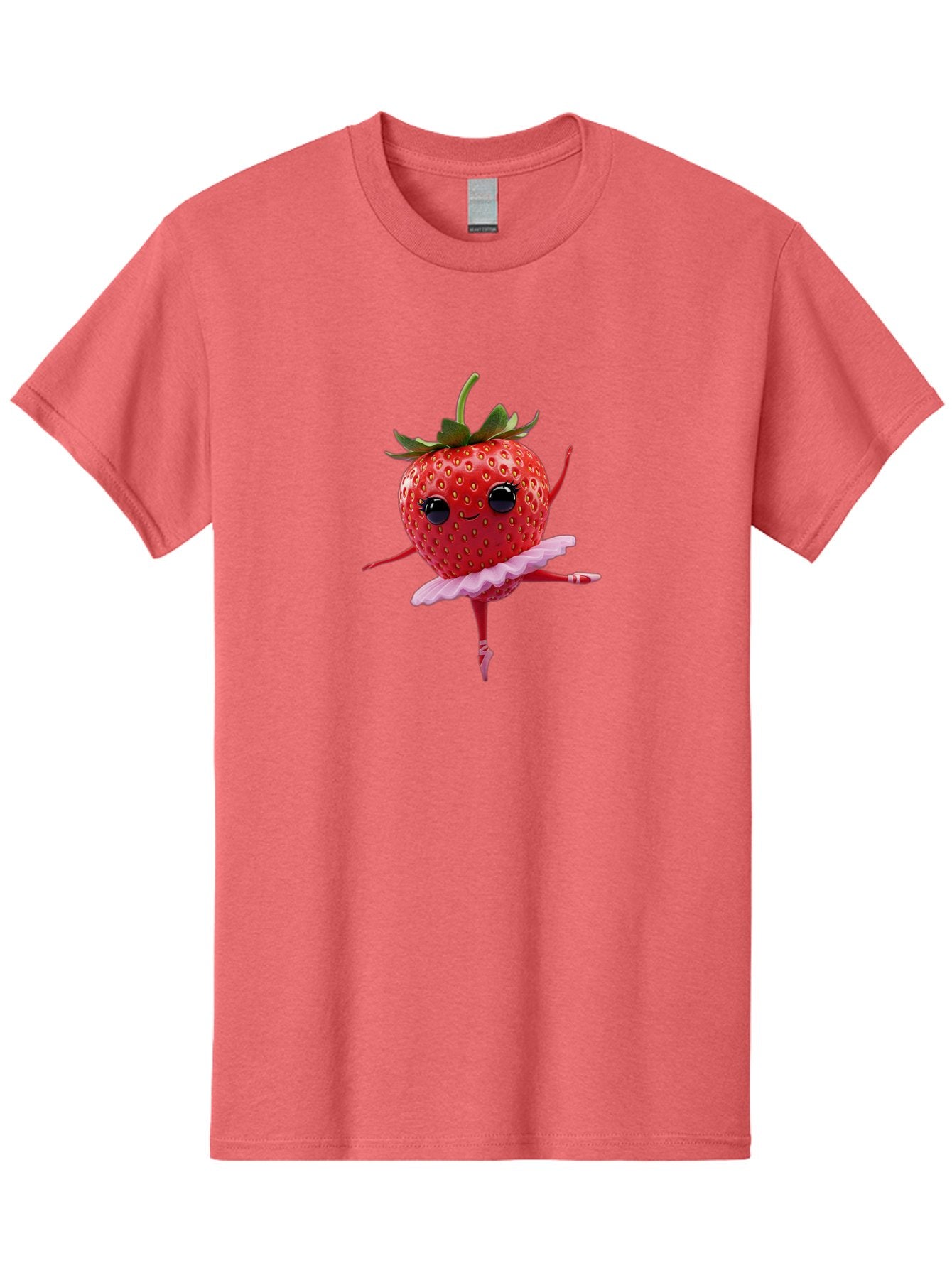 Strawberry-Ballerina Men'S Graphic Tee, 100% Cotton, Comfortable Casual Summer Wear, Machine Washable, Smiling Strawberry, Ballerina Strawberry, Dancing Fruit, Pink Tutu, Cartoon Character, Cute Illustration, Playful Design, Whimsical Art Bac471 13