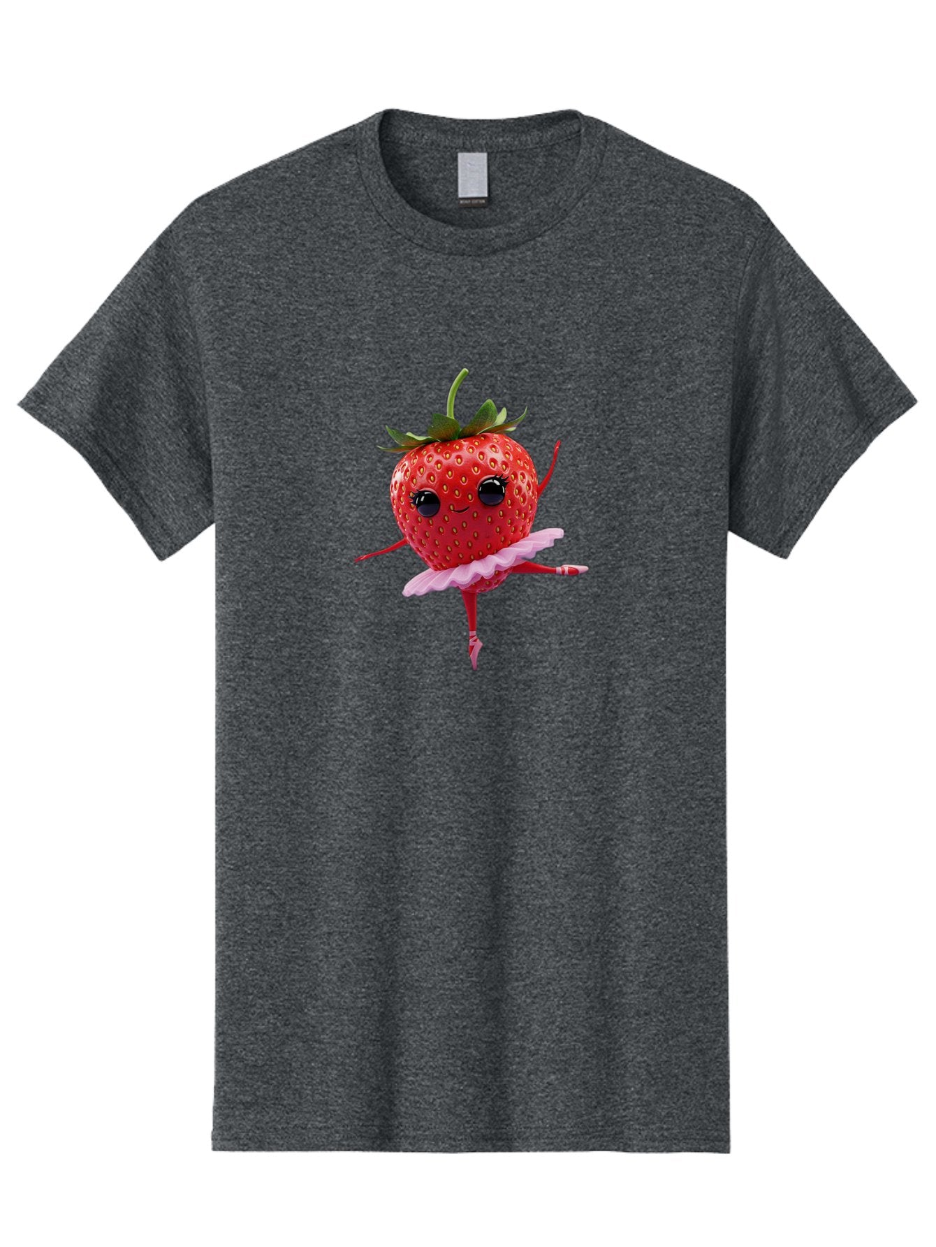 Strawberry-Ballerina Men'S Graphic Tee, 100% Cotton, Comfortable Casual Summer Wear, Machine Washable, Smiling Strawberry, Ballerina Strawberry, Dancing Fruit, Pink Tutu, Cartoon Character, Cute Illustration, Playful Design, Whimsical Art Bac471 12