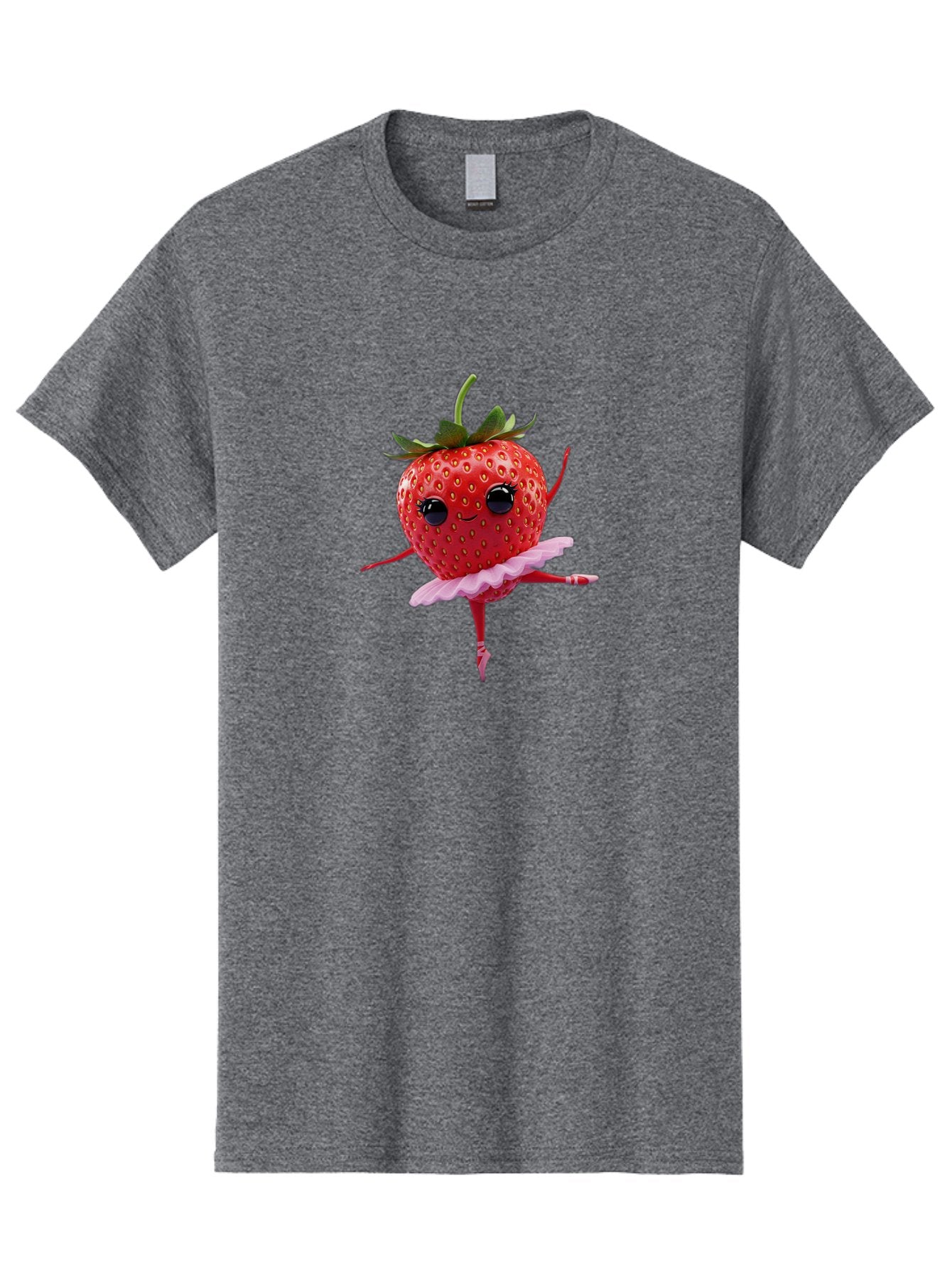 Strawberry-Ballerina Men'S Graphic Tee, 100% Cotton, Comfortable Casual Summer Wear, Machine Washable, Smiling Strawberry, Ballerina Strawberry, Dancing Fruit, Pink Tutu, Cartoon Character, Cute Illustration, Playful Design, Whimsical Art Bac471 9