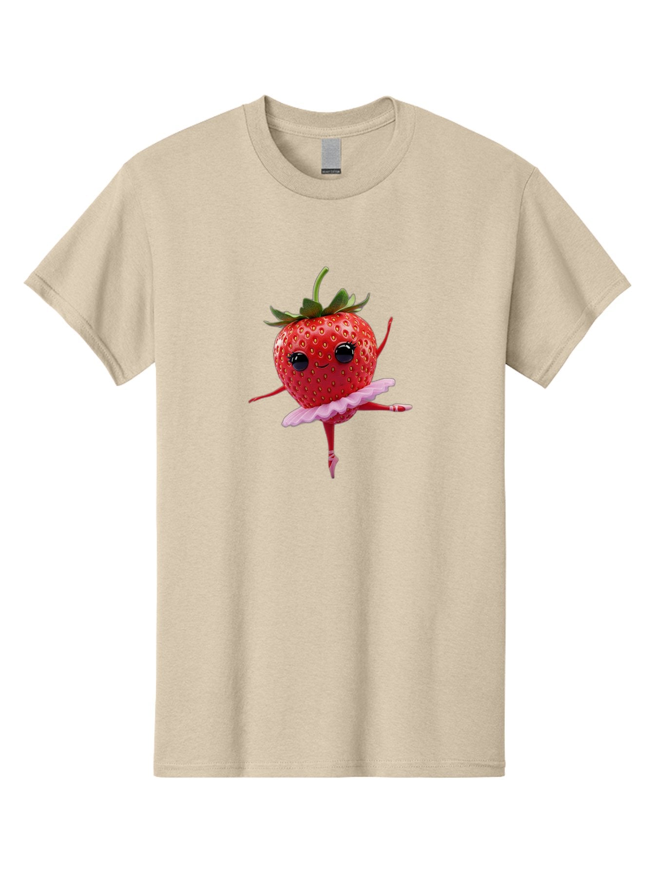 Strawberry-Ballerina Men'S Graphic Tee, 100% Cotton, Comfortable Casual Summer Wear, Machine Washable, Smiling Strawberry, Ballerina Strawberry, Dancing Fruit, Pink Tutu, Cartoon Character, Cute Illustration, Playful Design, Whimsical Art Bac471 6