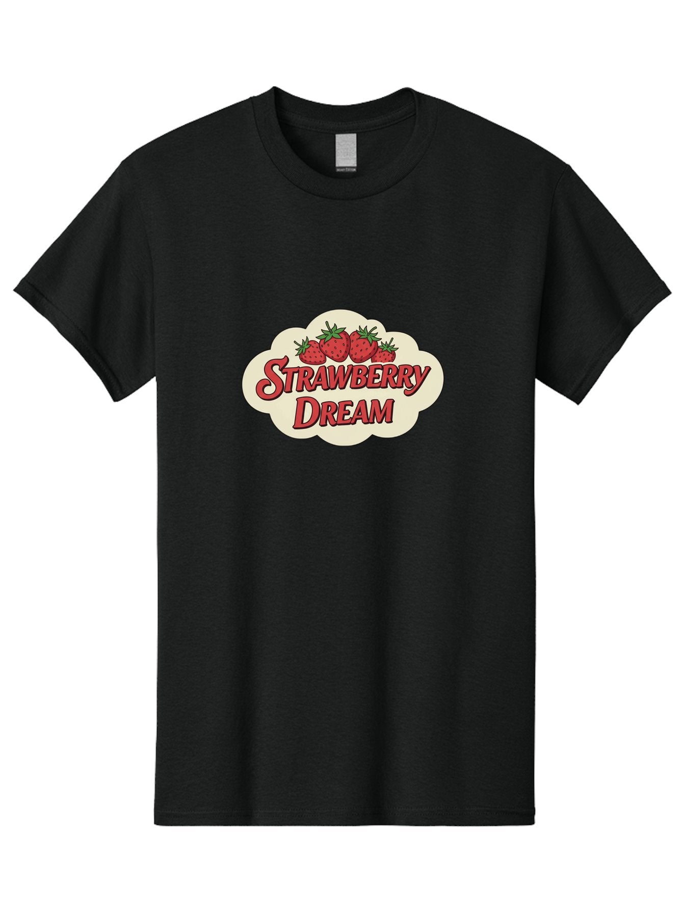 Strawberry-Dream Men'S Graphic Tee, 100% Cotton, Comfortable Casual Summer Wear, Machine Washable, Strawberry Theme, Dreamy Vibe, Red Strawberries, Sweet Treats, Fruit Logo, Cartoon Style, Whimsical Design, Vintage Feel, Summery Atmosphere, Bac475 3