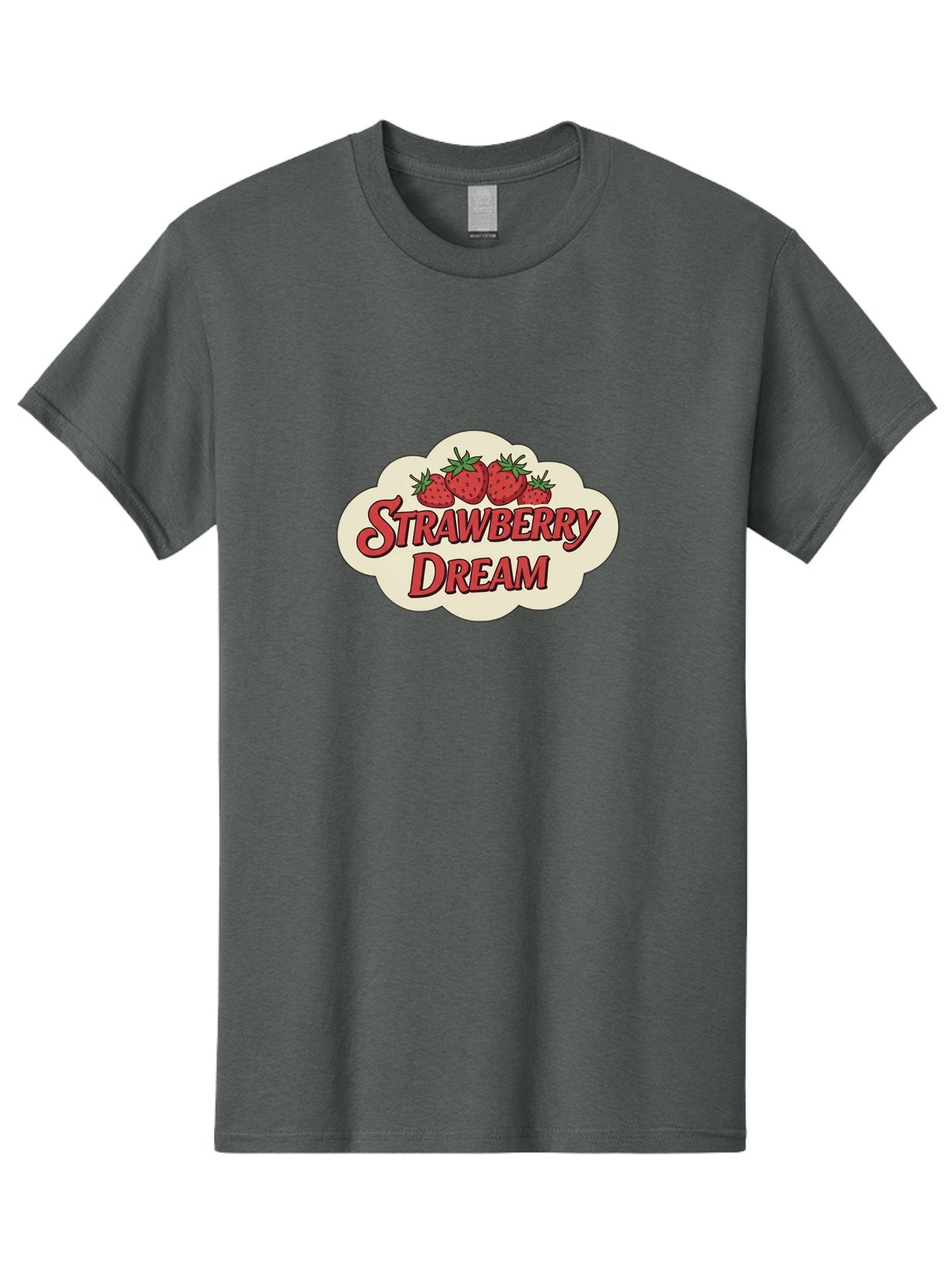 Strawberry-Dream Men'S Graphic Tee, 100% Cotton, Comfortable Casual Summer Wear, Machine Washable, Strawberry Theme, Dreamy Vibe, Red Strawberries, Sweet Treats, Fruit Logo, Cartoon Style, Whimsical Design, Vintage Feel, Summery Atmosphere, Bac475