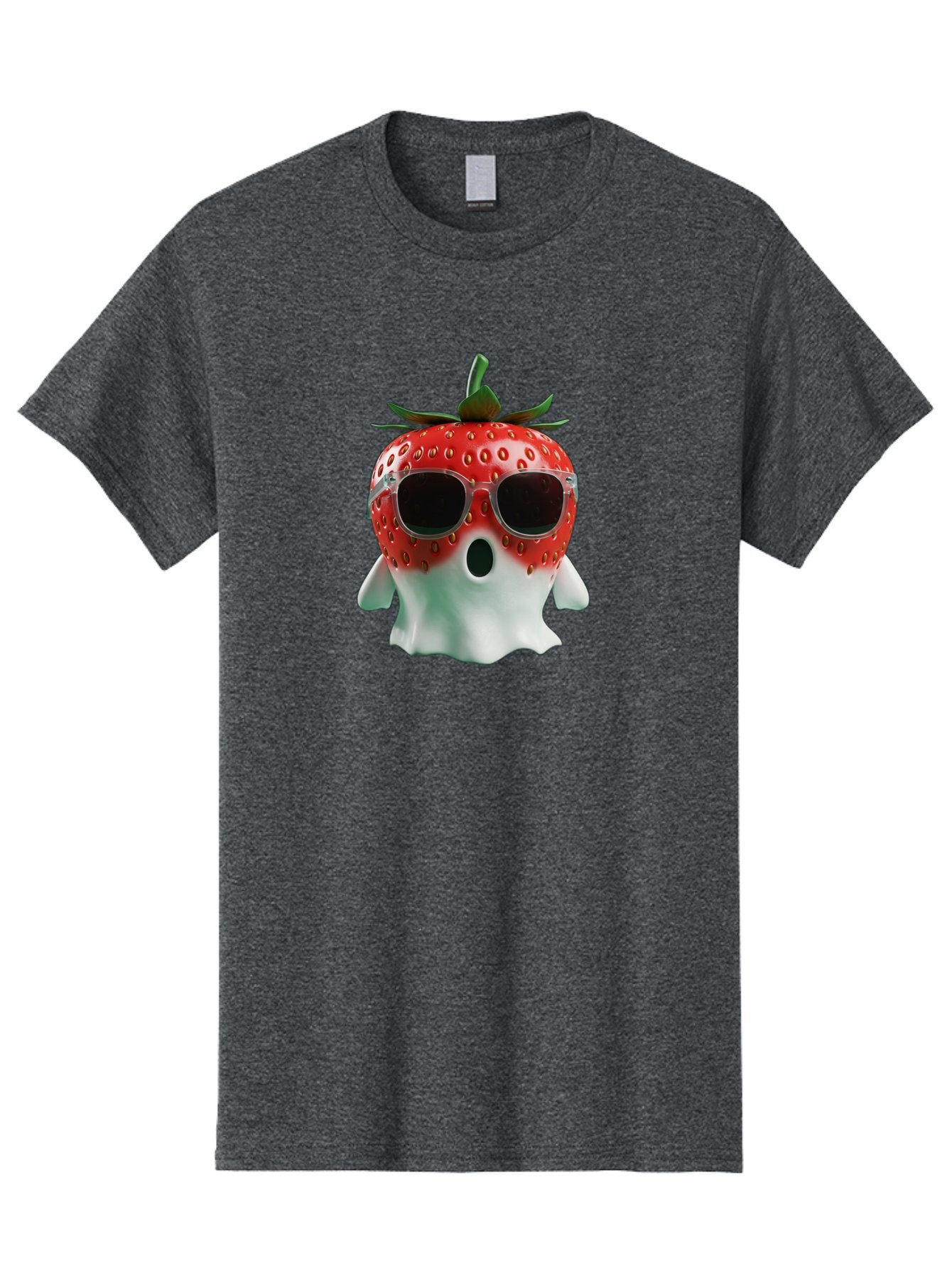 Strawberry-Ghost Men'S Graphic Tee, 100% Cotton, Comfortable Casual Summer Wear, Machine Washable, Strawberry With Sunglasses, Ghostly Figure, Cool Fruit, Summer Vibes, Quirky Design, Fun And Playful, Cartoon Character, Unique Blend, Bac476 13