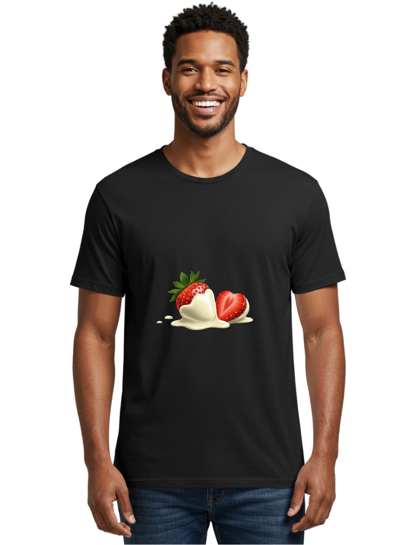Strawberry-Ice-Cream Men'S Graphic Tee, 100% Cotton, Comfortable Casual Summer Wear, Machine Washable, Strawberry Dessert, Vanilla Ice Cream, Sweet Treat, Fresh Strawberry, Creamy Texture, Indulgent Delight, Summertime Snack Bac477 17