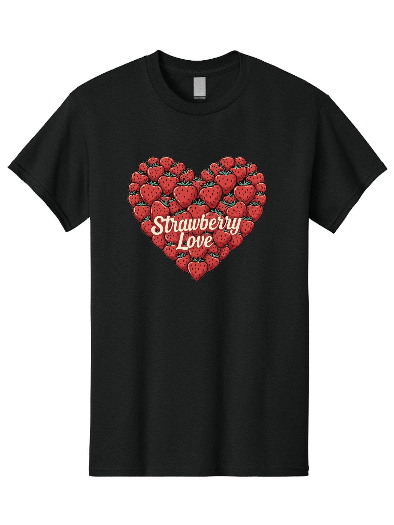 Strawberry-Love Men'S Graphic Tee, 100% Cotton, Comfortable Casual Summer Wear, Machine Washable, Strawberry Heart, Fruit Love, Red Strawberries, Sweet Treats, Tasty Fruits, Summer Fruits, Heart-Shaped Strawberries, Strawberry Graphics Bac479 3