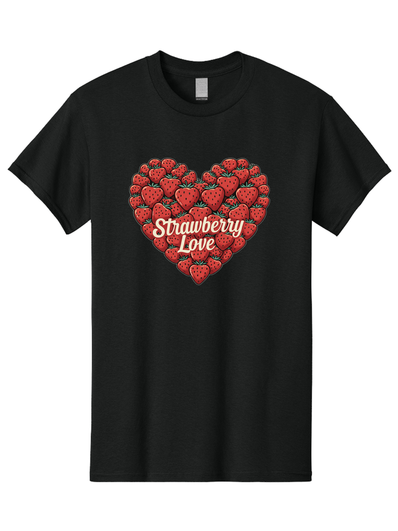 Strawberry-Love Men'S Graphic Tee, 100% Cotton, Comfortable Casual Summer Wear, Machine Washable, Strawberry Heart, Fruit Love, Red Strawberries, Sweet Treats, Tasty Fruits, Summer Fruits, Heart-Shaped Strawberries, Strawberry Graphics Bac479 9