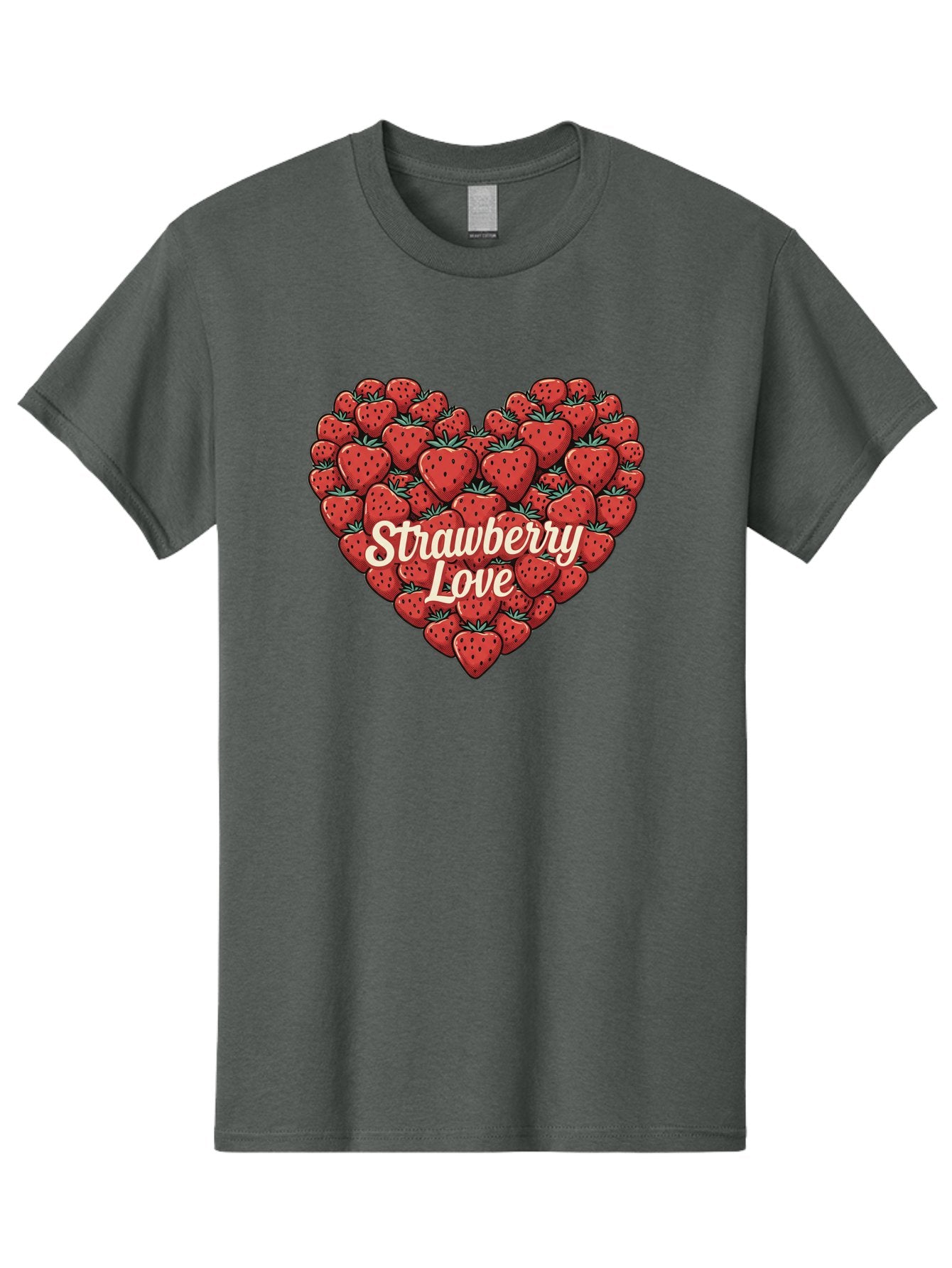 Strawberry-Love Men'S Graphic Tee, 100% Cotton, Comfortable Casual Summer Wear, Machine Washable, Strawberry Heart, Fruit Love, Red Strawberries, Sweet Treats, Tasty Fruits, Summer Fruits, Heart-Shaped Strawberries, Strawberry Graphics Bac479 10