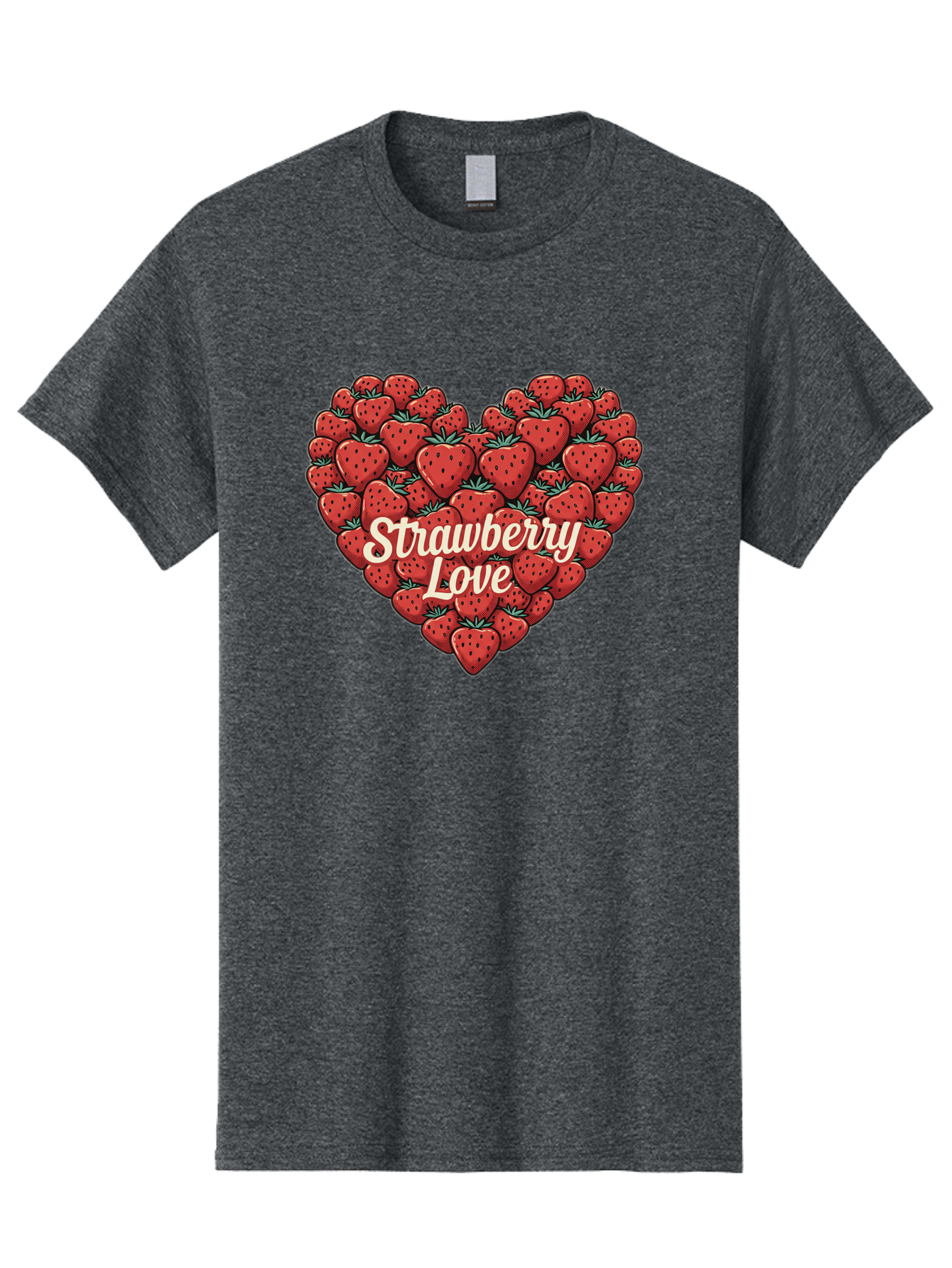 Strawberry-Love Men'S Graphic Tee, 100% Cotton, Comfortable Casual Summer Wear, Machine Washable, Strawberry Heart, Fruit Love, Red Strawberries, Sweet Treats, Tasty Fruits, Summer Fruits, Heart-Shaped Strawberries, Strawberry Graphics Bac479 4