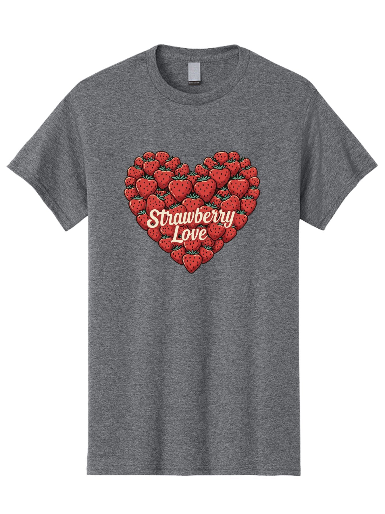 Strawberry-Love Men'S Graphic Tee, 100% Cotton, Comfortable Casual Summer Wear, Machine Washable, Strawberry Heart, Fruit Love, Red Strawberries, Sweet Treats, Tasty Fruits, Summer Fruits, Heart-Shaped Strawberries, Strawberry Graphics Bac479 4