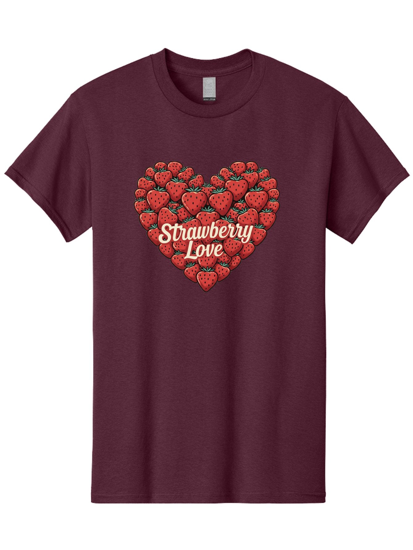Strawberry-Love Men'S Graphic Tee, 100% Cotton, Comfortable Casual Summer Wear, Machine Washable, Strawberry Heart, Fruit Love, Red Strawberries, Sweet Treats, Tasty Fruits, Summer Fruits, Heart-Shaped Strawberries, Strawberry Graphics Bac479 14