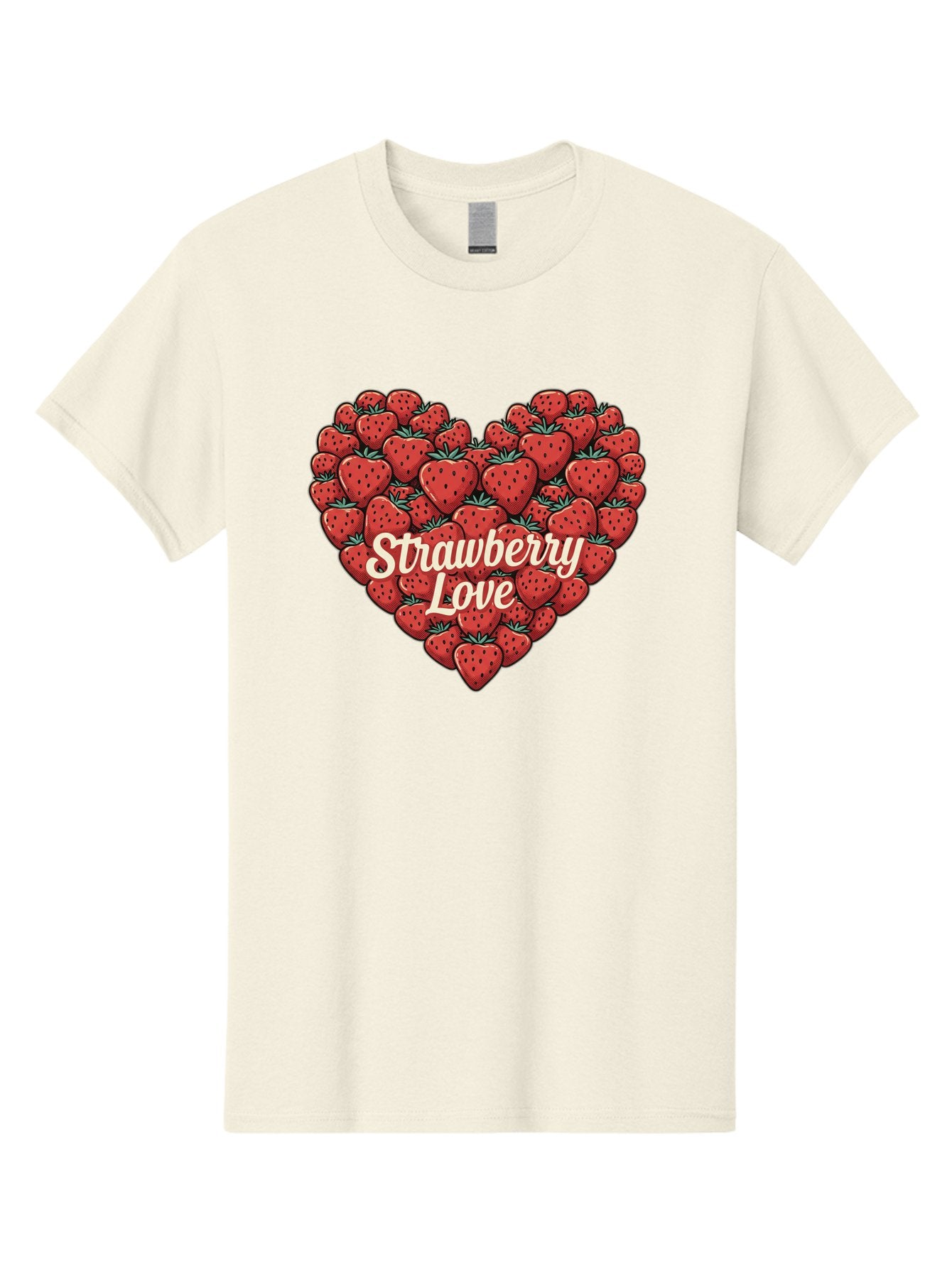 Strawberry-Love Men'S Graphic Tee, 100% Cotton, Comfortable Casual Summer Wear, Machine Washable, Strawberry Heart, Fruit Love, Red Strawberries, Sweet Treats, Tasty Fruits, Summer Fruits, Heart-Shaped Strawberries, Strawberry Graphics Bac479 9