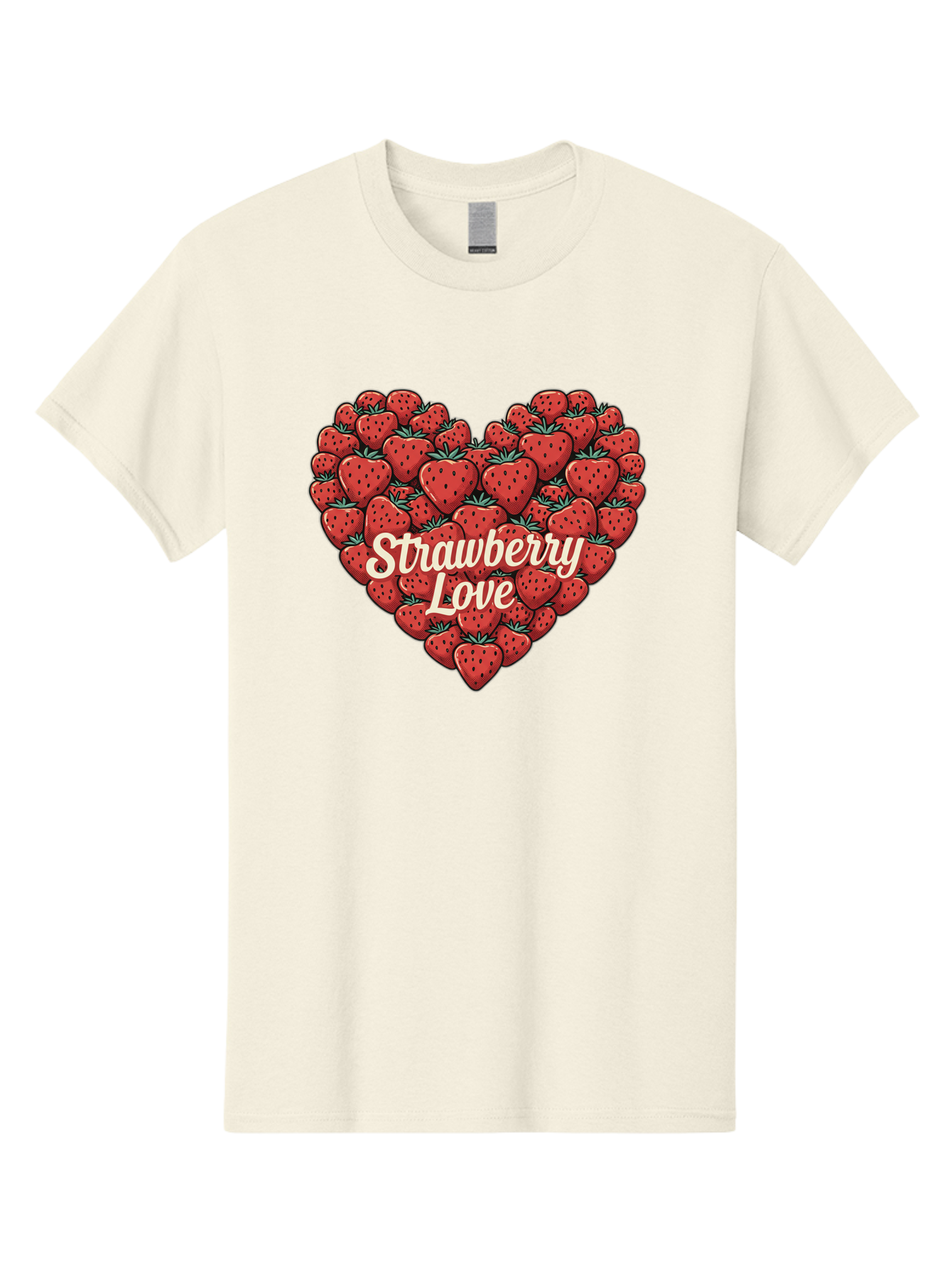 Strawberry-Love Men'S Graphic Tee, 100% Cotton, Comfortable Casual Summer Wear, Machine Washable, Strawberry Heart, Fruit Love, Red Strawberries, Sweet Treats, Tasty Fruits, Summer Fruits, Heart-Shaped Strawberries, Strawberry Graphics Bac479 5