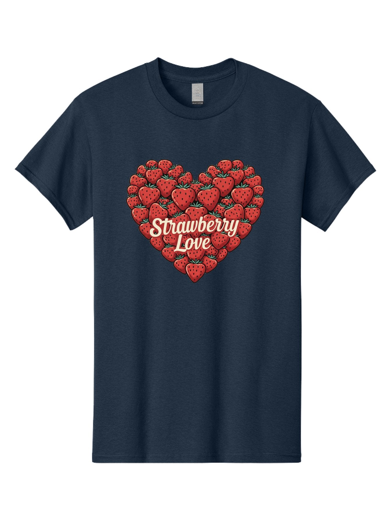 Strawberry-Love Men'S Graphic Tee, 100% Cotton, Comfortable Casual Summer Wear, Machine Washable, Strawberry Heart, Fruit Love, Red Strawberries, Sweet Treats, Tasty Fruits, Summer Fruits, Heart-Shaped Strawberries, Strawberry Graphics Bac479 8