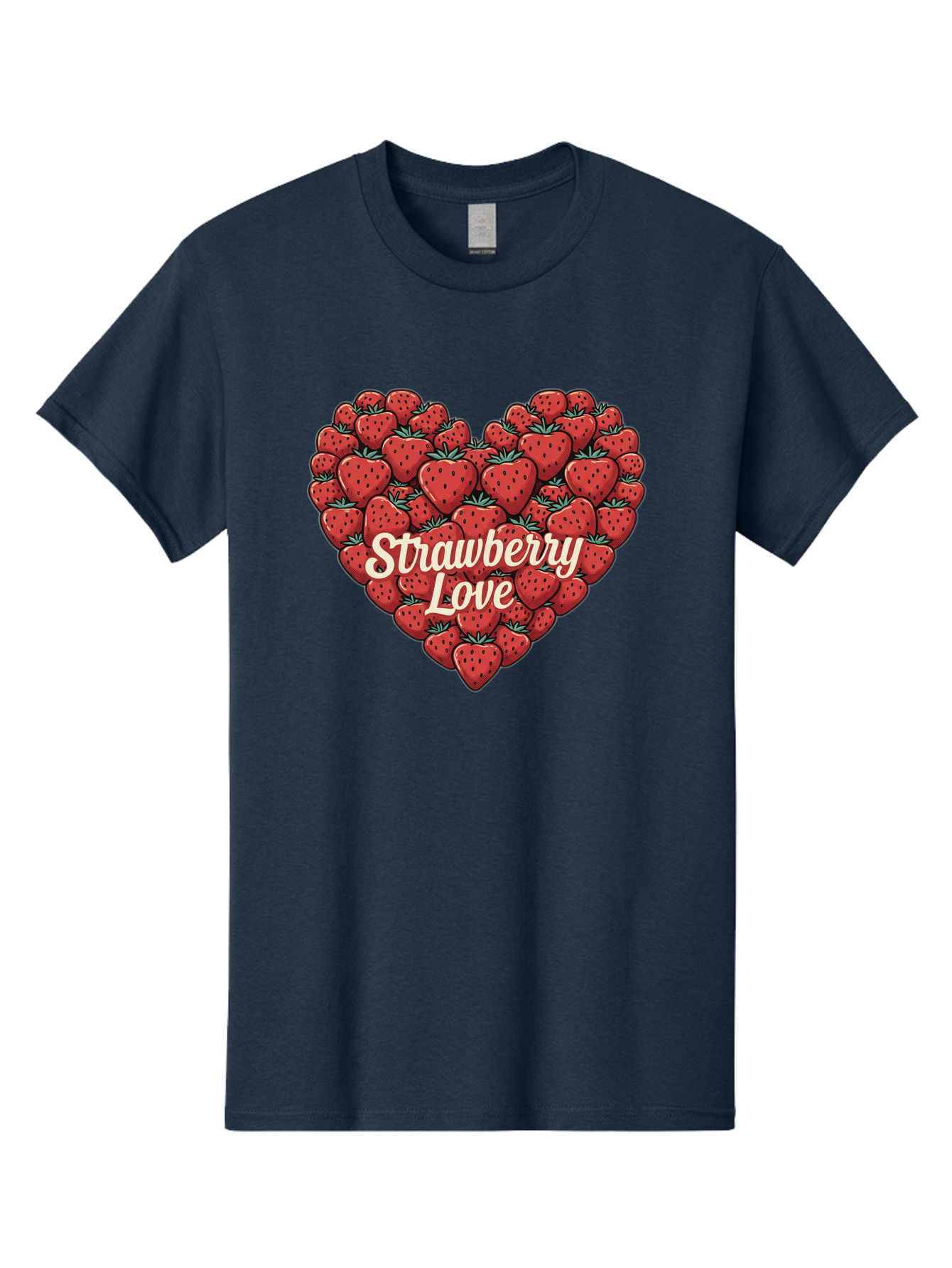 Strawberry-Love Men'S Graphic Tee, 100% Cotton, Comfortable Casual Summer Wear, Machine Washable, Strawberry Heart, Fruit Love, Red Strawberries, Sweet Treats, Tasty Fruits, Summer Fruits, Heart-Shaped Strawberries, Strawberry Graphics Bac479 6
