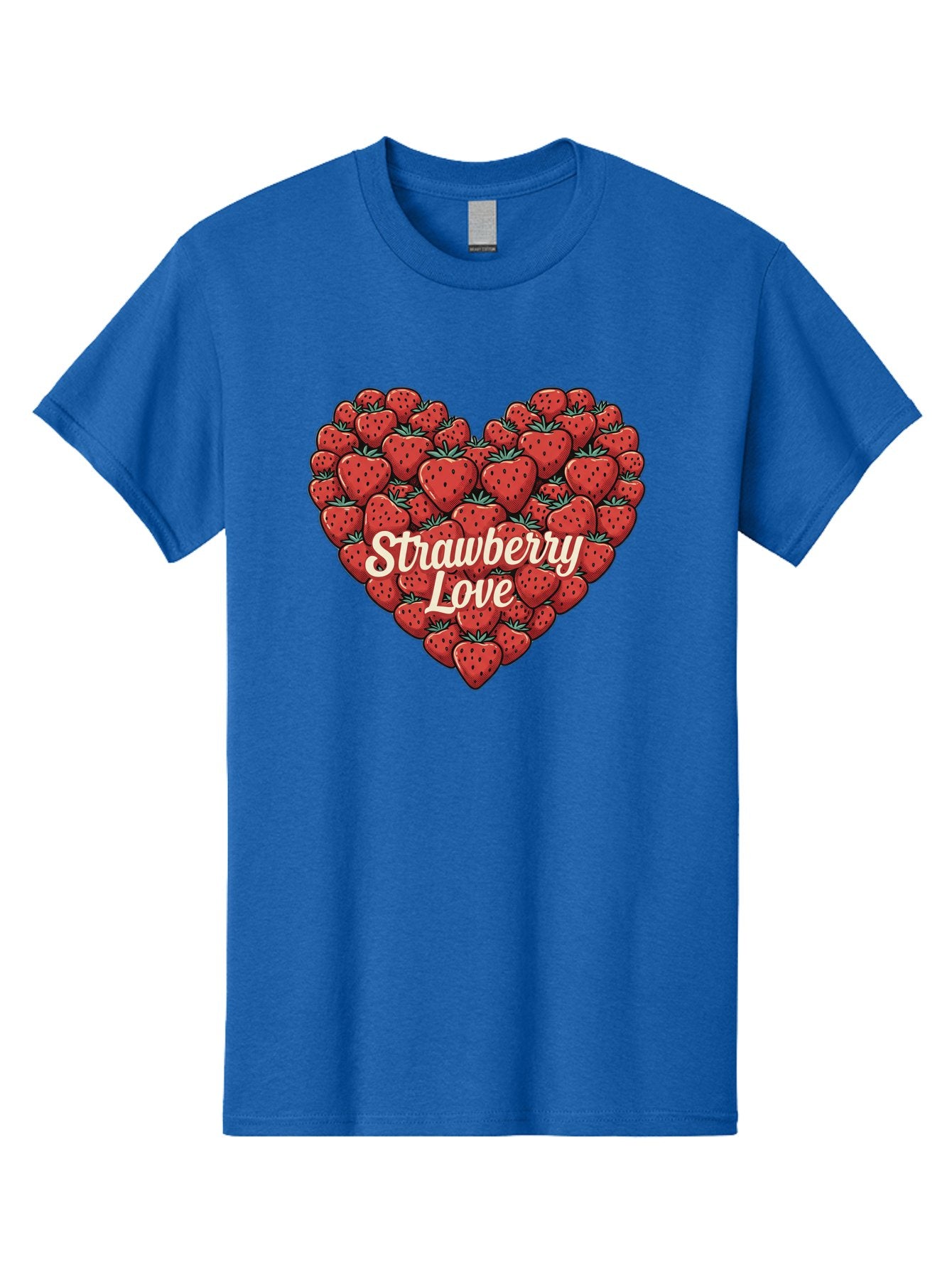 Strawberry-Love Men'S Graphic Tee, 100% Cotton, Comfortable Casual Summer Wear, Machine Washable, Strawberry Heart, Fruit Love, Red Strawberries, Sweet Treats, Tasty Fruits, Summer Fruits, Heart-Shaped Strawberries, Strawberry Graphics Bac479 13