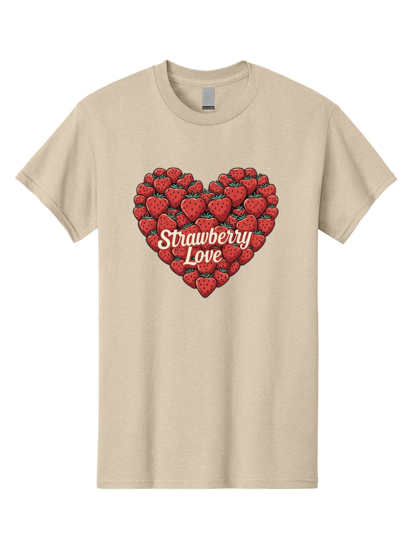 Strawberry-Love Men'S Graphic Tee, 100% Cotton, Comfortable Casual Summer Wear, Machine Washable, Strawberry Heart, Fruit Love, Red Strawberries, Sweet Treats, Tasty Fruits, Summer Fruits, Heart-Shaped Strawberries, Strawberry Graphics Bac479 11