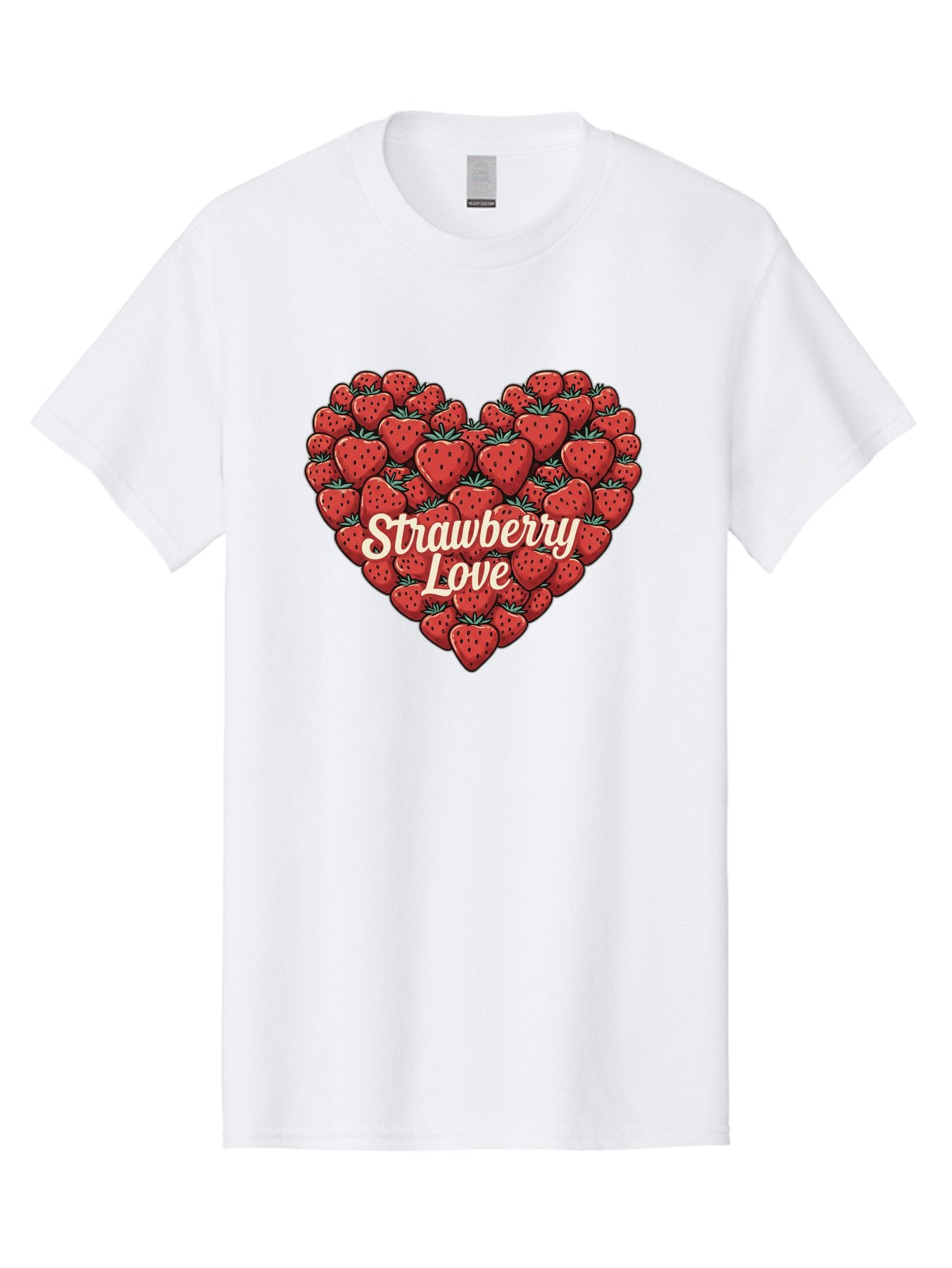 Strawberry-Love Men'S Graphic Tee, 100% Cotton, Comfortable Casual Summer Wear, Machine Washable, Strawberry Heart, Fruit Love, Red Strawberries, Sweet Treats, Tasty Fruits, Summer Fruits, Heart-Shaped Strawberries, Strawberry Graphics Bac479 6