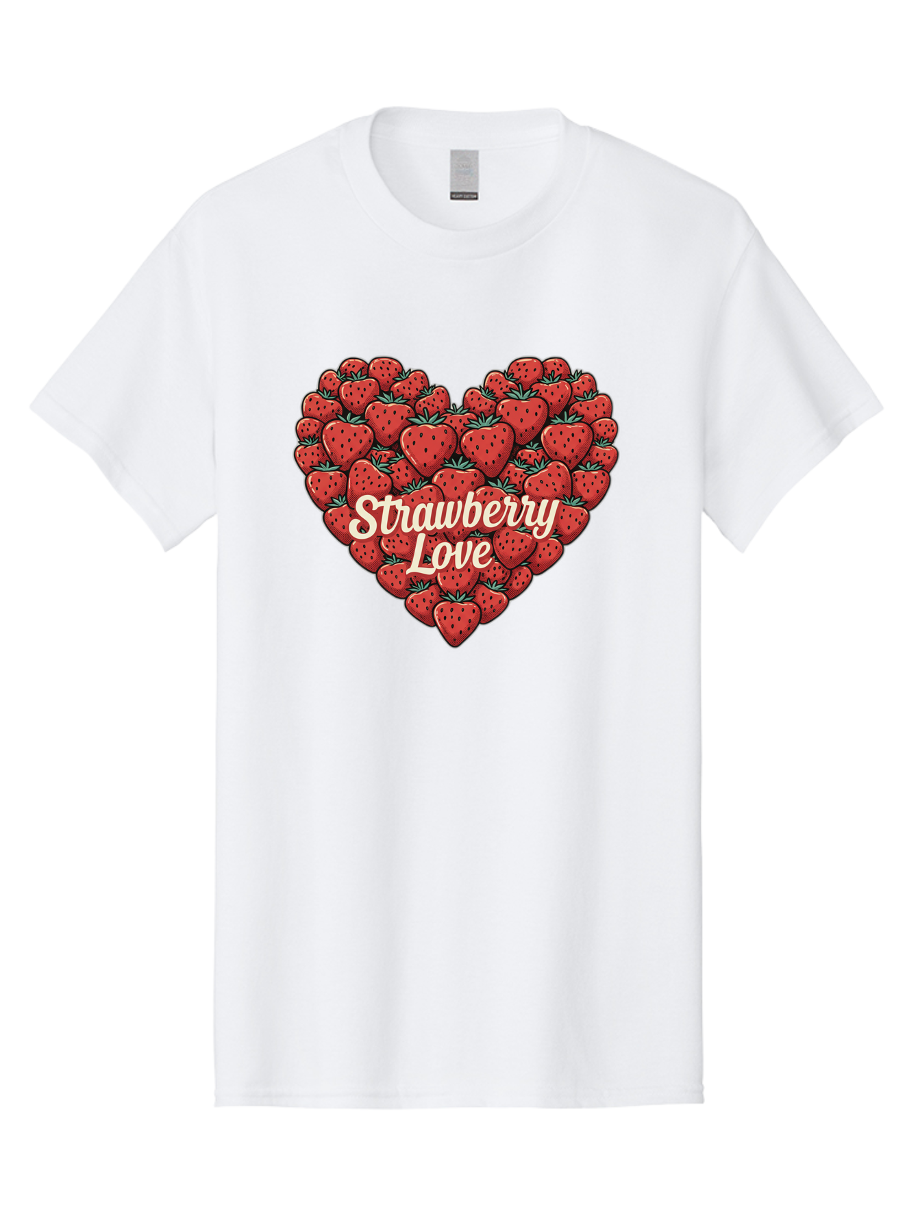 Strawberry-Love Men'S Graphic Tee, 100% Cotton, Comfortable Casual Summer Wear, Machine Washable, Strawberry Heart, Fruit Love, Red Strawberries, Sweet Treats, Tasty Fruits, Summer Fruits, Heart-Shaped Strawberries, Strawberry Graphics Bac479 7