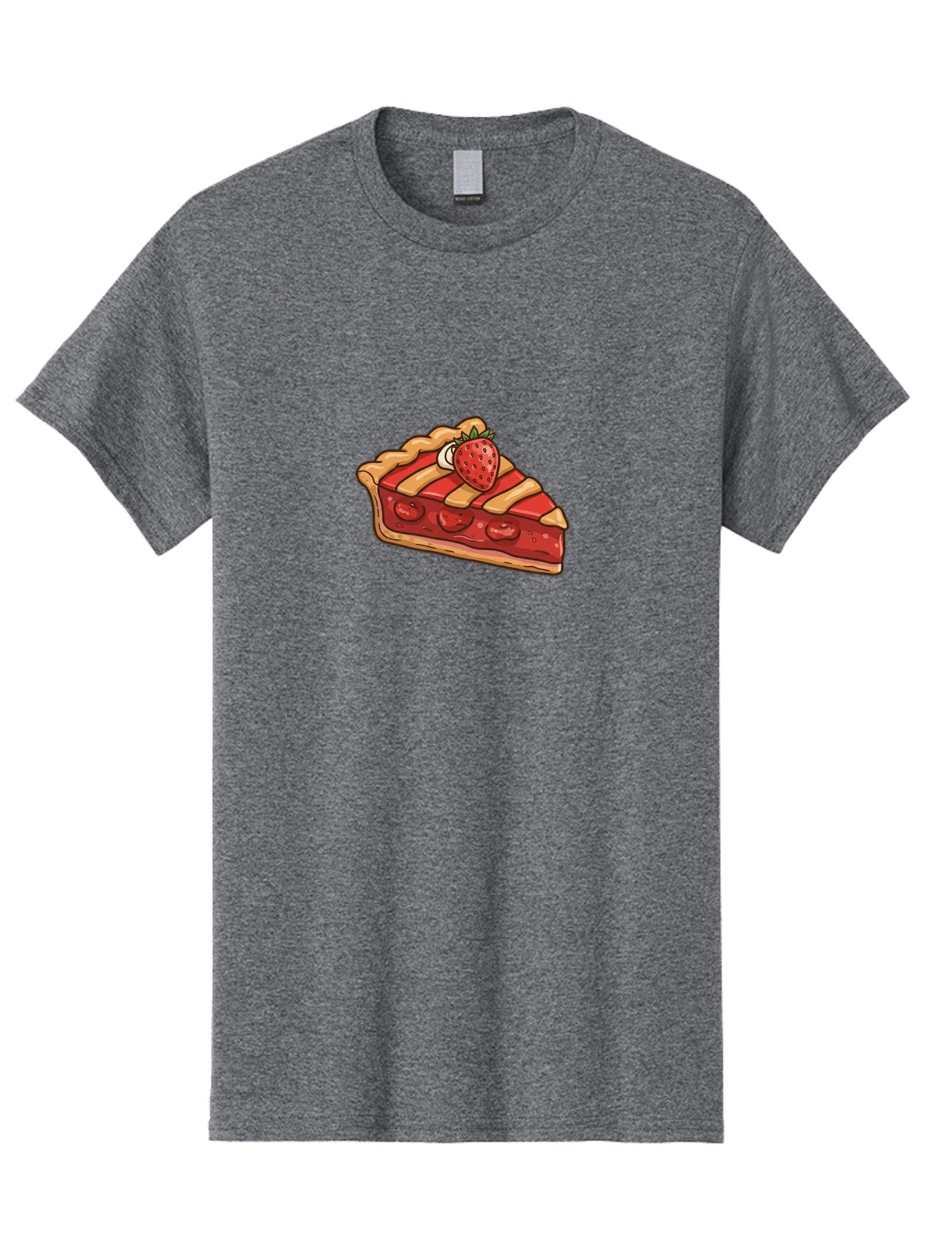 Strawberry-Pie-Slice Men'S Graphic Tee, 100% Cotton, Comfortable Casual Summer Wear, Machine Washable, Strawberry Pie, Sweet Treat, Dessert, Fruit Filling, Pastry Crust, Strawberry Topping, Sweet Strawberry, Baked Goods, Homemade Pie, Bac481