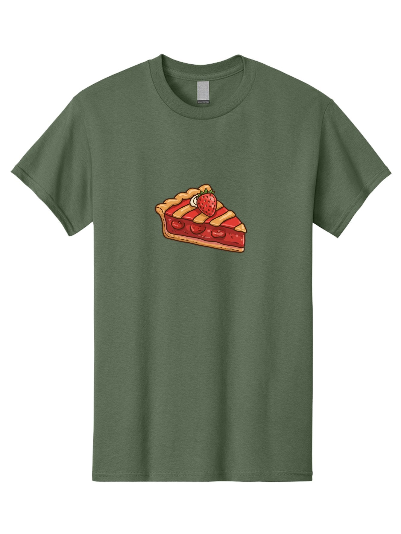 Strawberry-Pie-Slice Men'S Graphic Tee, 100% Cotton, Comfortable Casual Summer Wear, Machine Washable, Strawberry Pie, Sweet Treat, Dessert, Fruit Filling, Pastry Crust, Strawberry Topping, Sweet Strawberry, Baked Goods, Homemade Pie, Bac481
