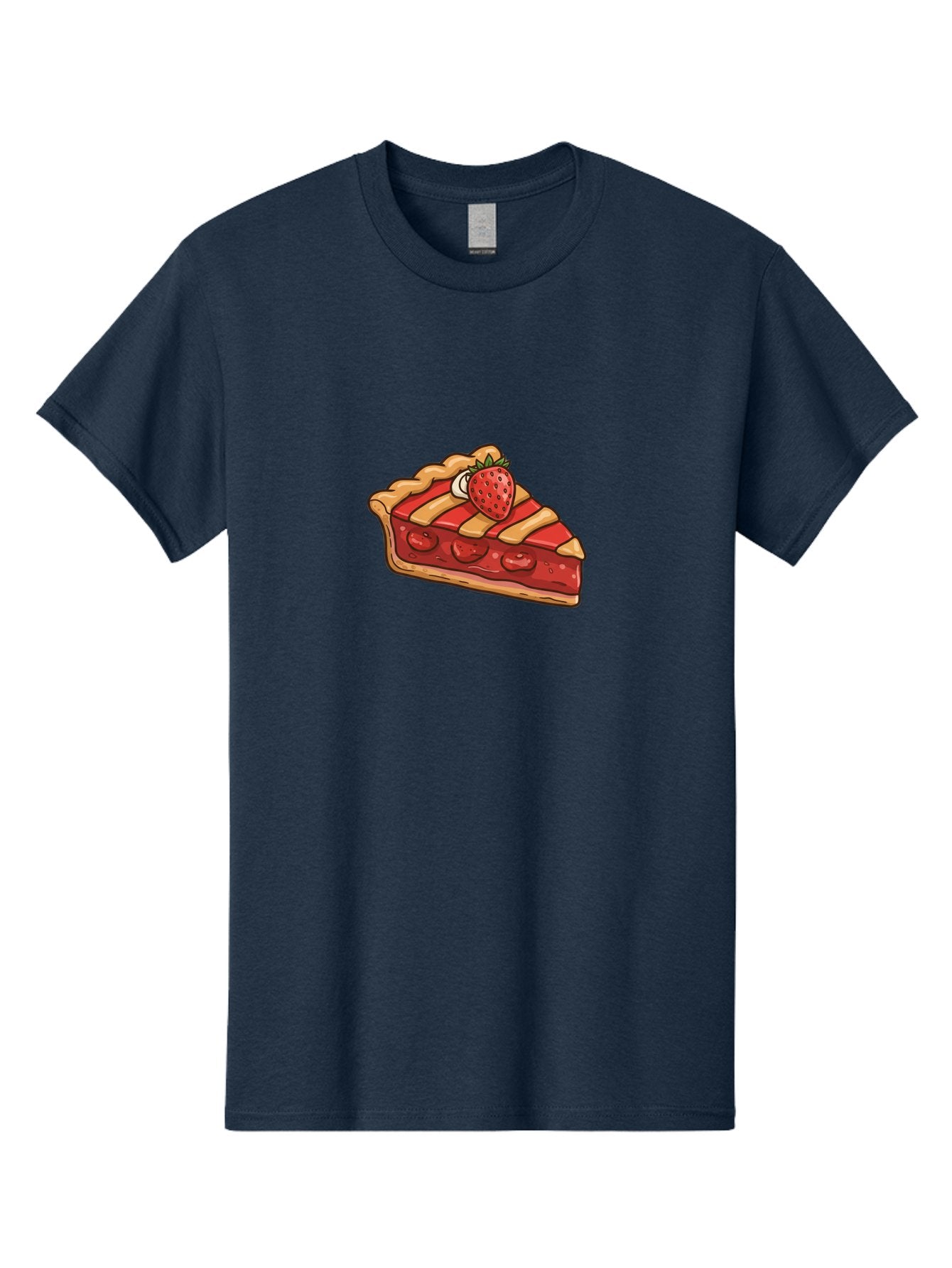 Strawberry-Pie-Slice Men'S Graphic Tee, 100% Cotton, Comfortable Casual Summer Wear, Machine Washable, Strawberry Pie, Sweet Treat, Dessert, Fruit Filling, Pastry Crust, Strawberry Topping, Sweet Strawberry, Baked Goods, Homemade Pie, Bac481 3