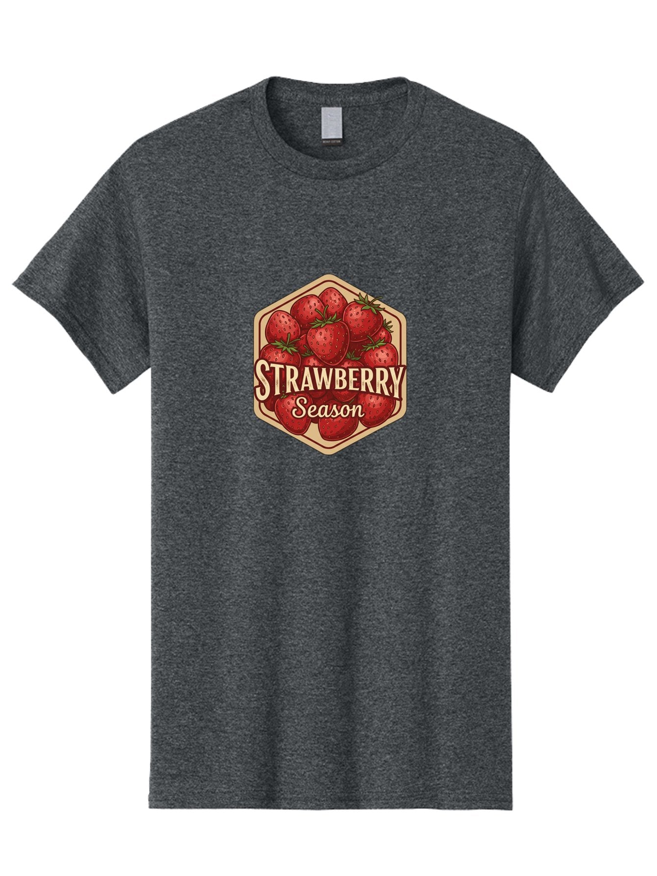 Strawberry-Season Men'S Graphic Tee, 100% Cotton, Comfortable Casual Summer Wear, Machine Washable, Strawberries, Strawberry Season, Fresh Fruit, Juicy Strawberries, Sweet Treats, Seasonal Produce, Summer Fruits, Vintage Label, Vintage Style Bac484 3