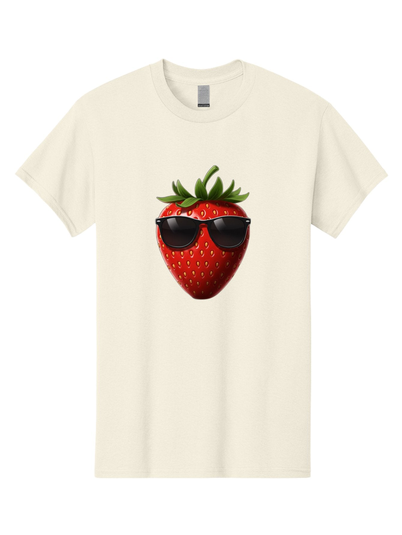 Strawberry-Sunglasses-1 Men'S Graphic Tee, 100% Cotton, Comfortable Casual Summer Wear, Machine Washable, Strawberry Wearing Sunglasses, Cool Fruit, Funny Illustration, Trendy Design, Summer Vibes, Red Strawberry, Sunglasses Style, Bac486 13