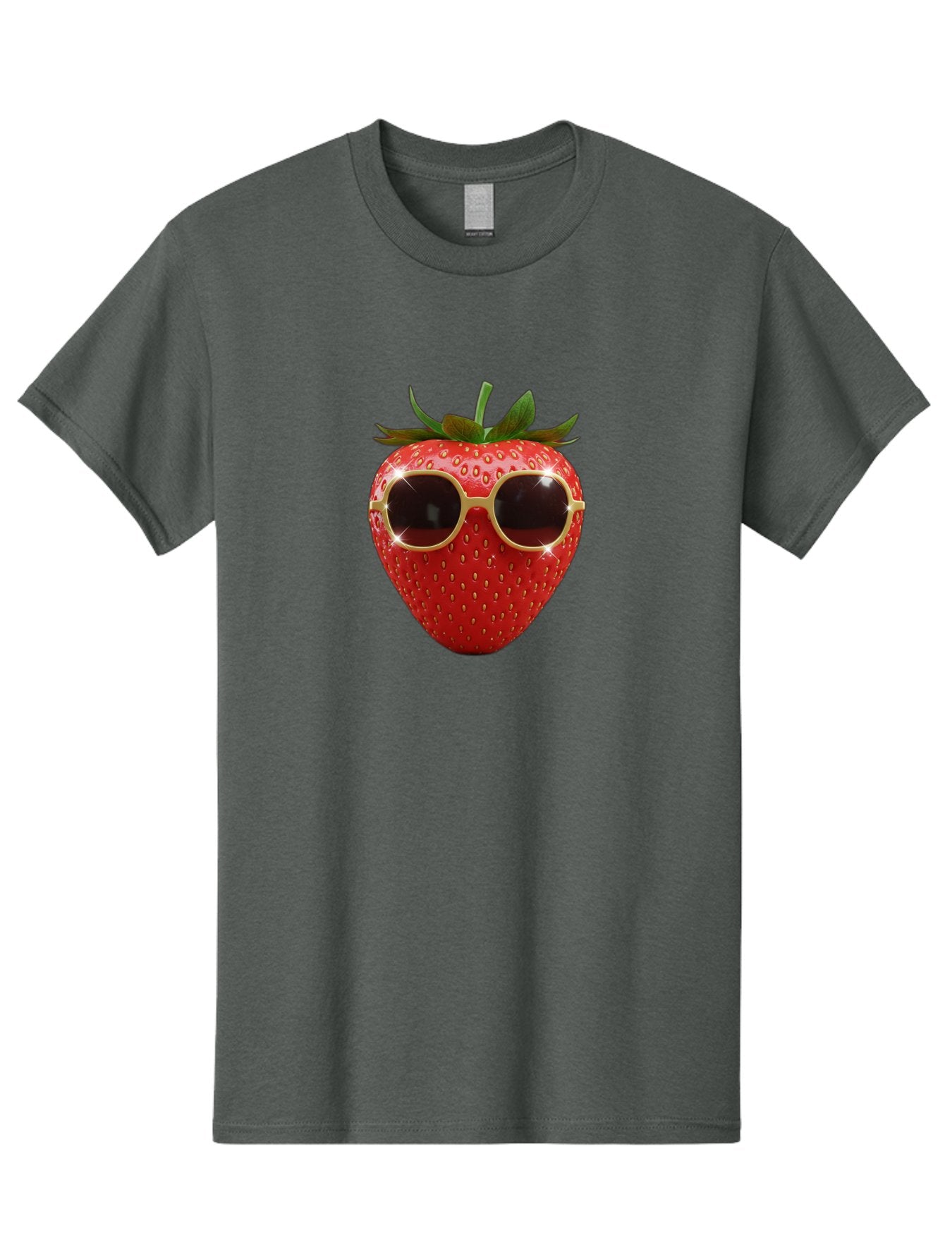 Strawberry-Sunglasses-2 Men'S Graphic Tee, 100% Cotton, Comfortable Casual Summer Wear, Machine Washable, Strawberry Wearing Sunglasses, Funny Fruit, Quirky Character, Red Strawberries, Cool Shades, Fresh Produce, Playful Vibe, Summer Fun Bac487 14