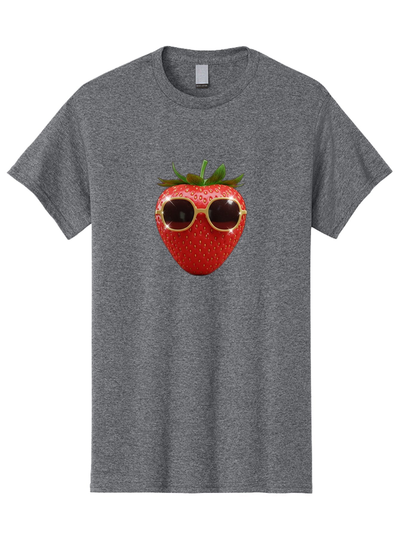 Strawberry-Sunglasses-2 Men'S Graphic Tee, 100% Cotton, Comfortable Casual Summer Wear, Machine Washable, Strawberry Wearing Sunglasses, Funny Fruit, Quirky Character, Red Strawberries, Cool Shades, Fresh Produce, Playful Vibe, Summer Fun Bac487 4