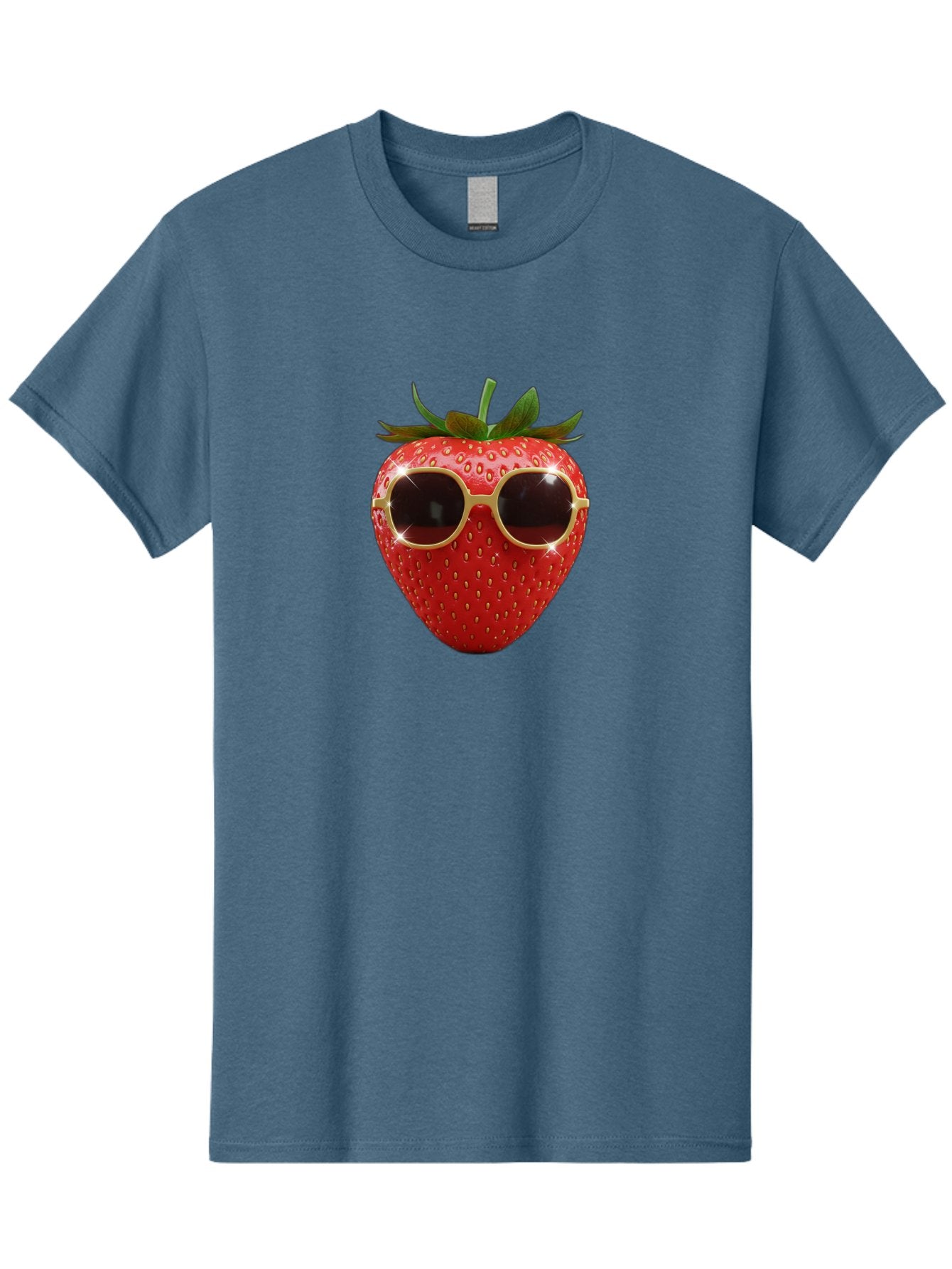Strawberry-Sunglasses-2 Men'S Graphic Tee, 100% Cotton, Comfortable Casual Summer Wear, Machine Washable, Strawberry Wearing Sunglasses, Funny Fruit, Quirky Character, Red Strawberries, Cool Shades, Fresh Produce, Playful Vibe, Summer Fun Bac487 15