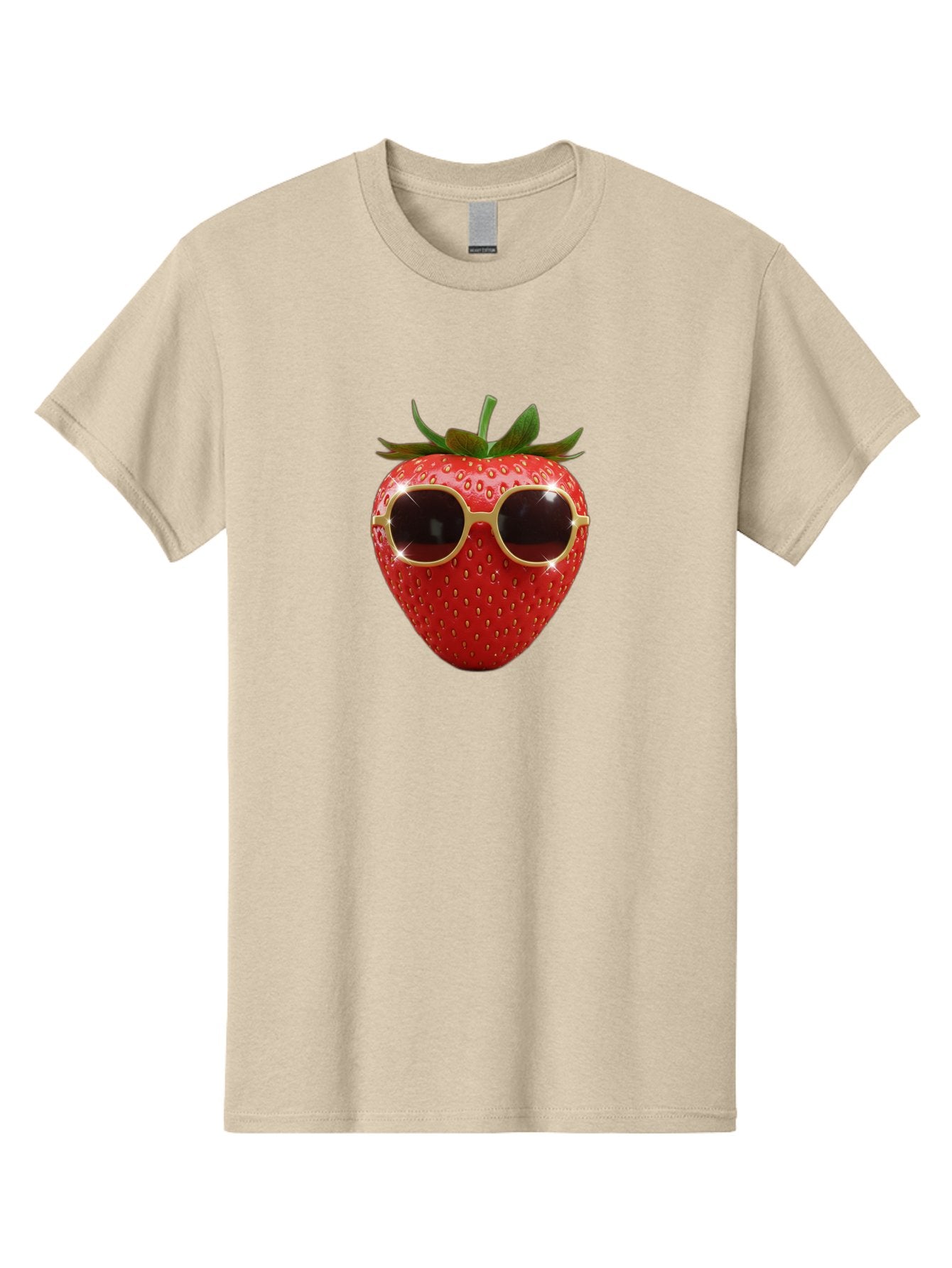 Strawberry-Sunglasses-2 Men'S Graphic Tee, 100% Cotton, Comfortable Casual Summer Wear, Machine Washable, Strawberry Wearing Sunglasses, Funny Fruit, Quirky Character, Red Strawberries, Cool Shades, Fresh Produce, Playful Vibe, Summer Fun Bac487 11