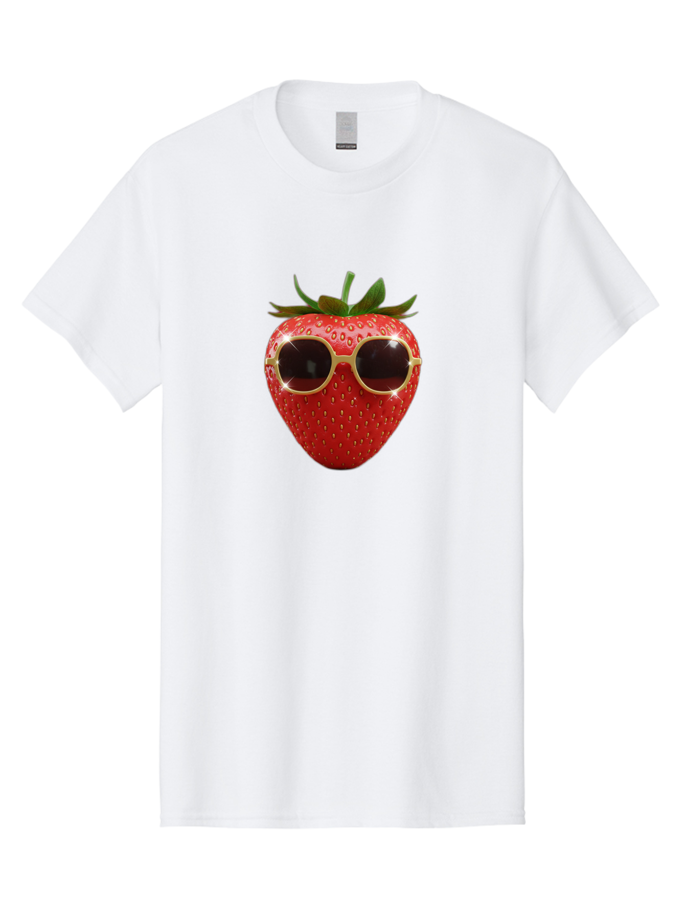 Strawberry-Sunglasses-2 Men'S Graphic Tee, 100% Cotton, Comfortable Casual Summer Wear, Machine Washable, Strawberry Wearing Sunglasses, Funny Fruit, Quirky Character, Red Strawberries, Cool Shades, Fresh Produce, Playful Vibe, Summer Fun Bac487 15