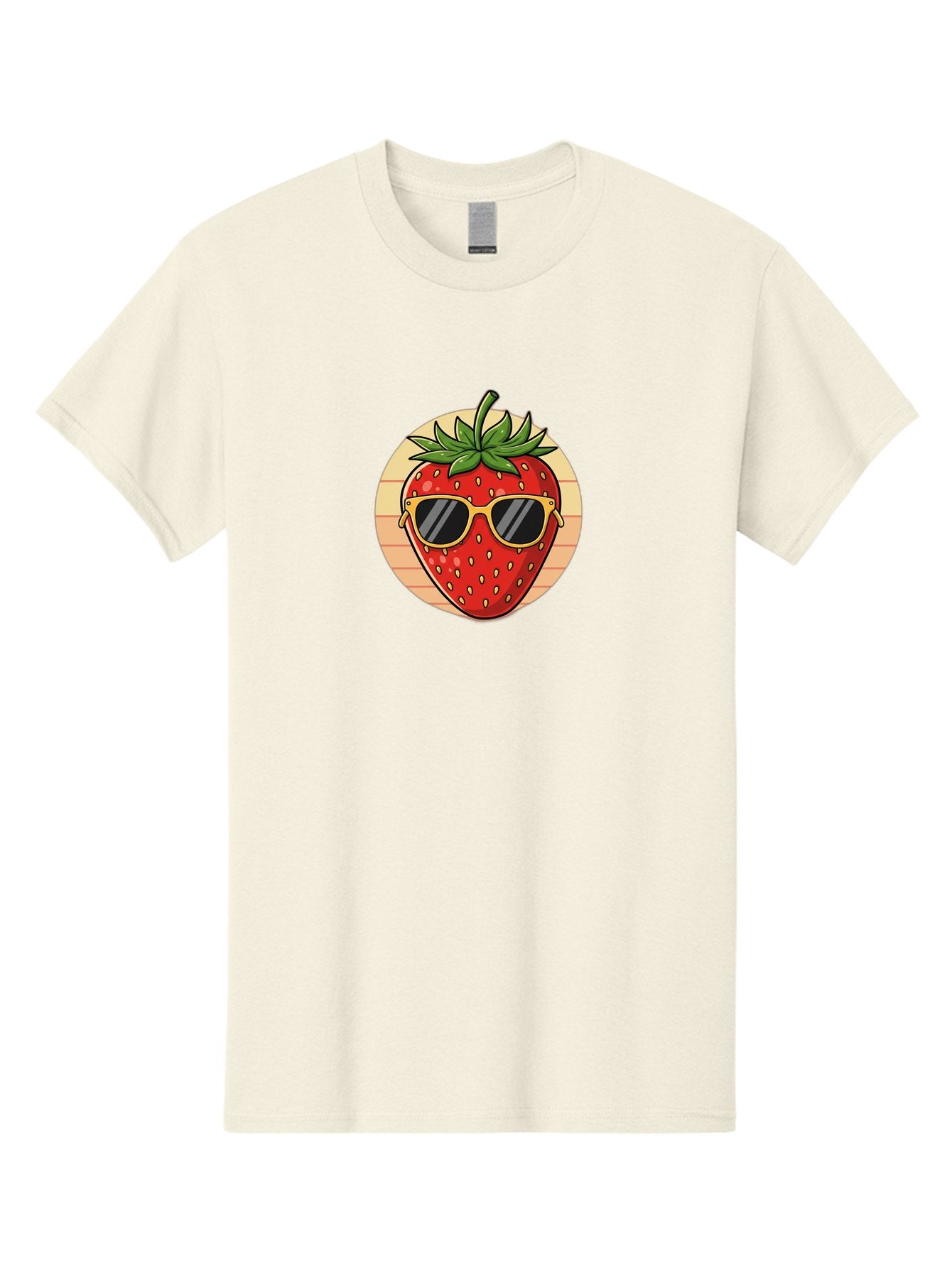 Strawberry-Sunglasses-3 Men'S Graphic Tee, 100% Cotton, Comfortable Casual Summer Wear, Machine Washable, Summer Fruit, Cool Strawberry, Yellow Sunglasses, Trendy Design, Red Fruit, Green Leaves, Cartoon Character, Fun Illustration, Bac488 14